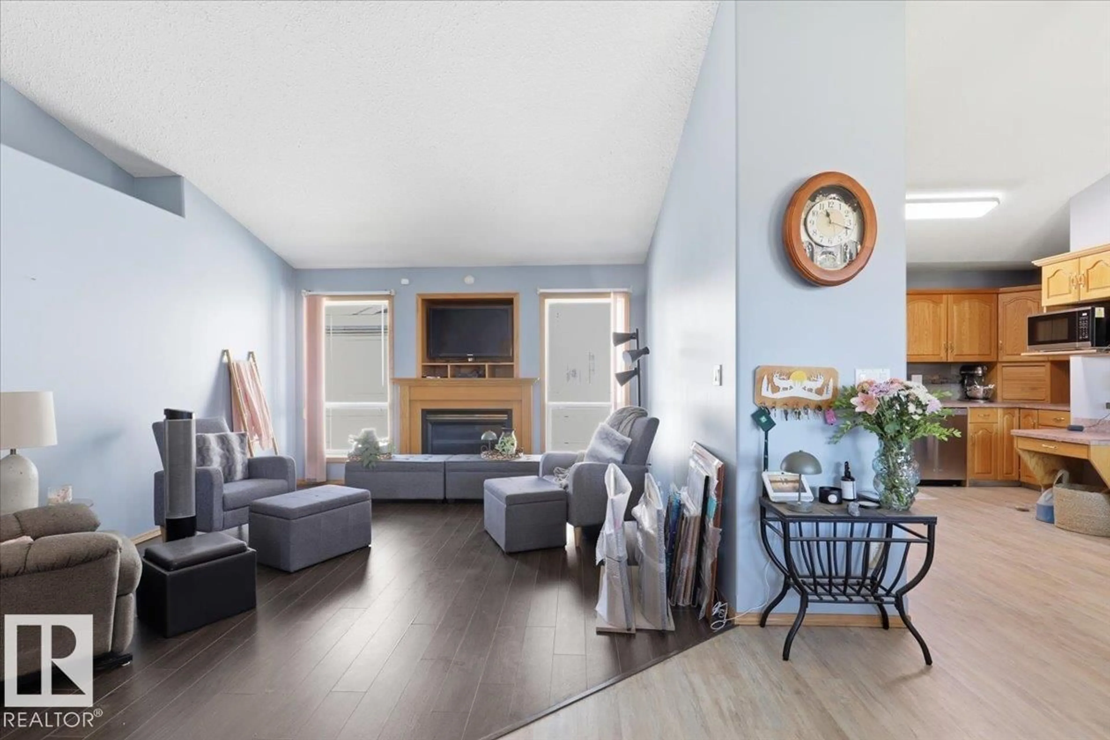 Living room with furniture, wood/laminate floor for 17 CLEARWATER CR, Wetaskiwin Alberta T9A3R4