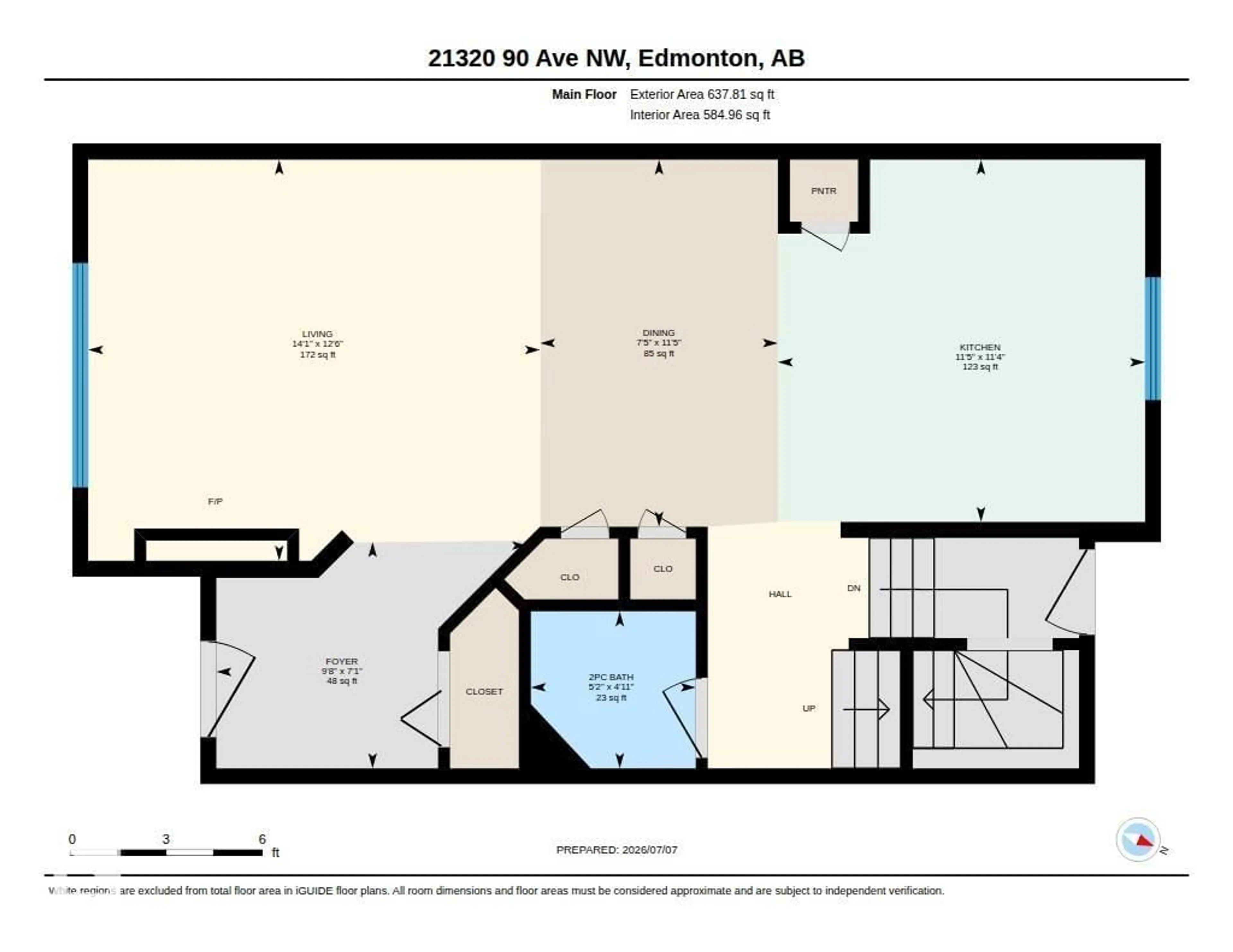Floor plan for 21320 90 AV, Edmonton Alberta T5T6Y8