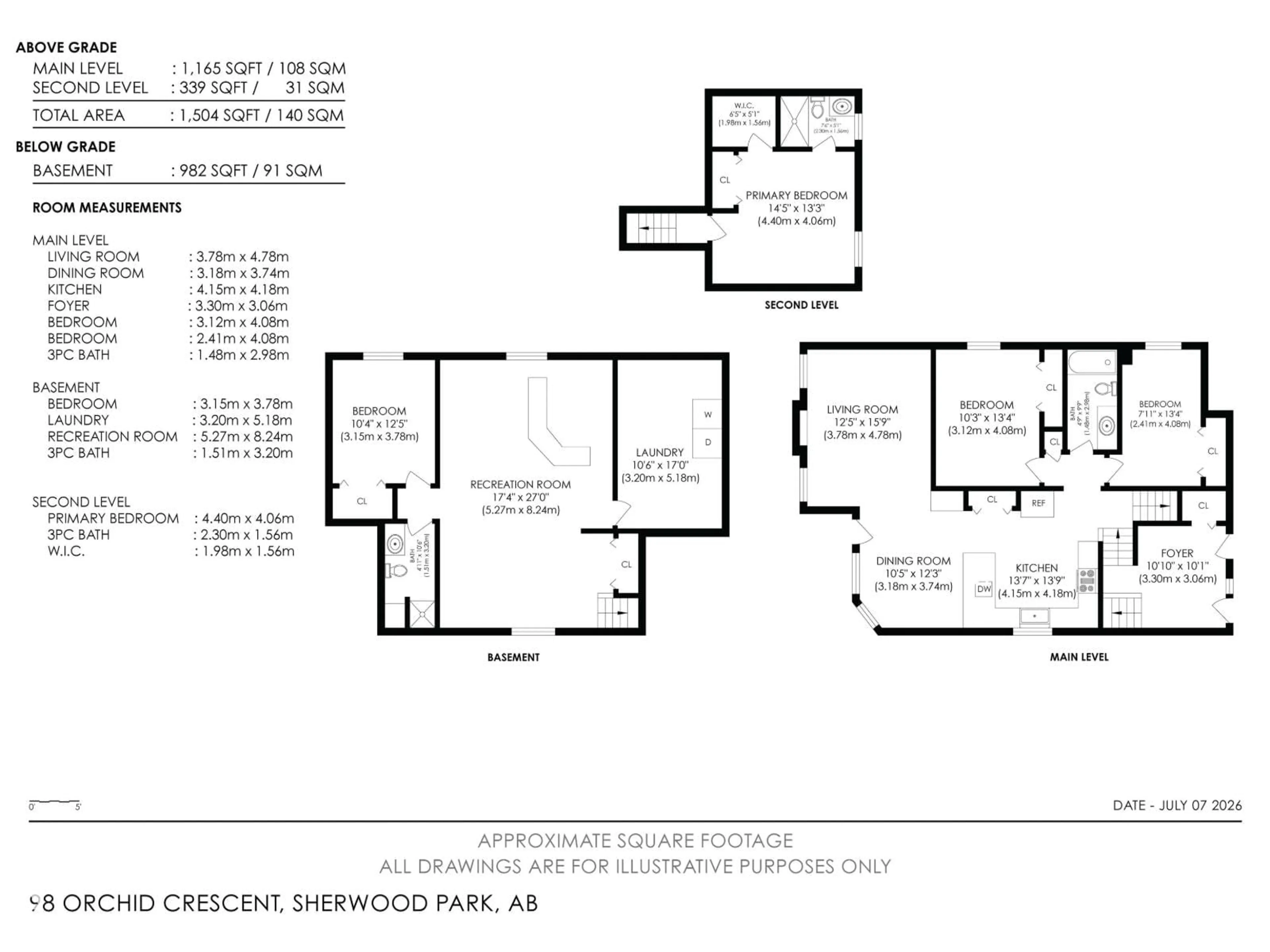 Floor plan for 98 ORCHID CR, Sherwood Park Alberta T8H2E3