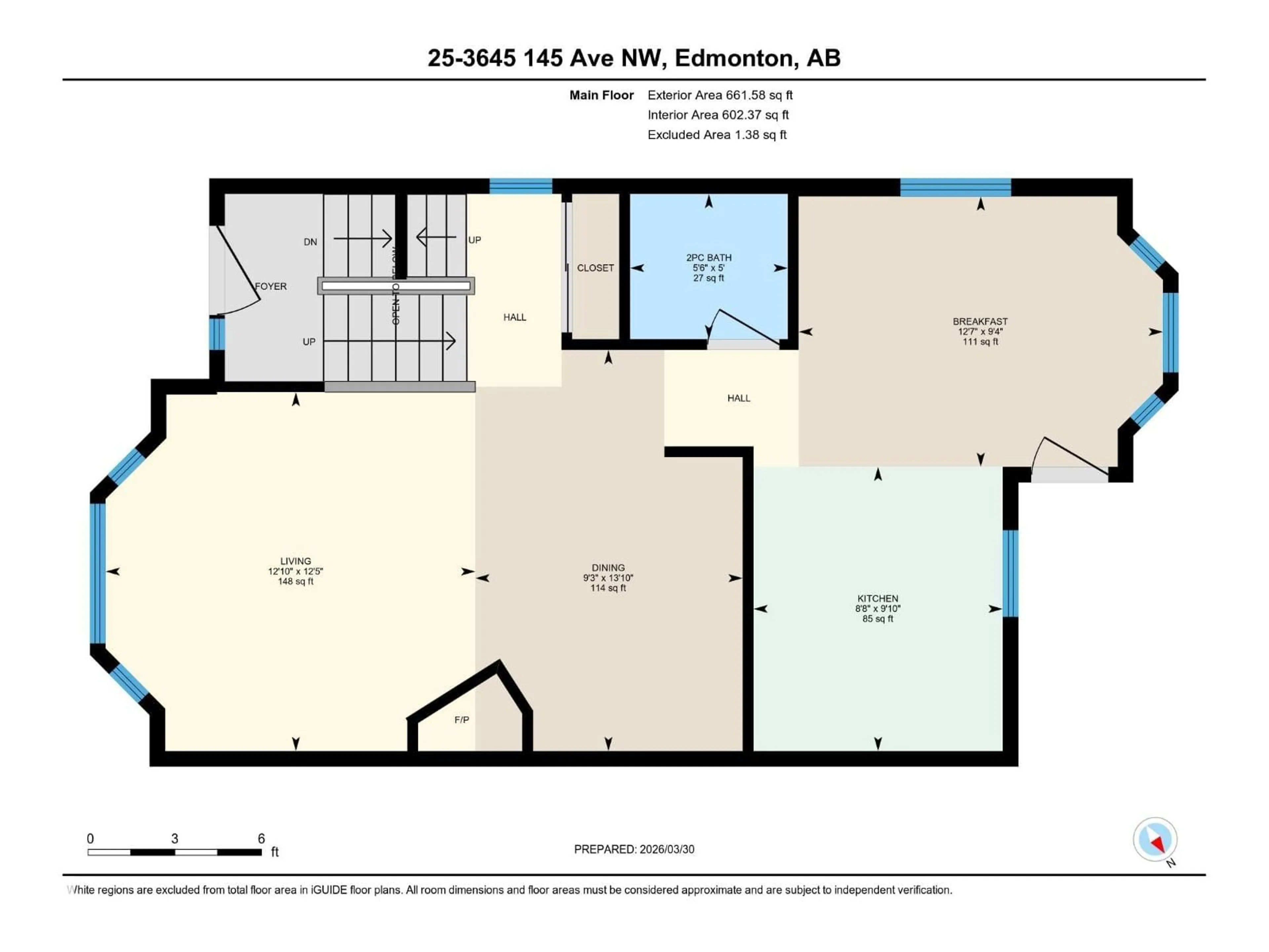 Floor plan for 25 - 3645 145 AV NW, Edmonton Alberta T5Y2S3