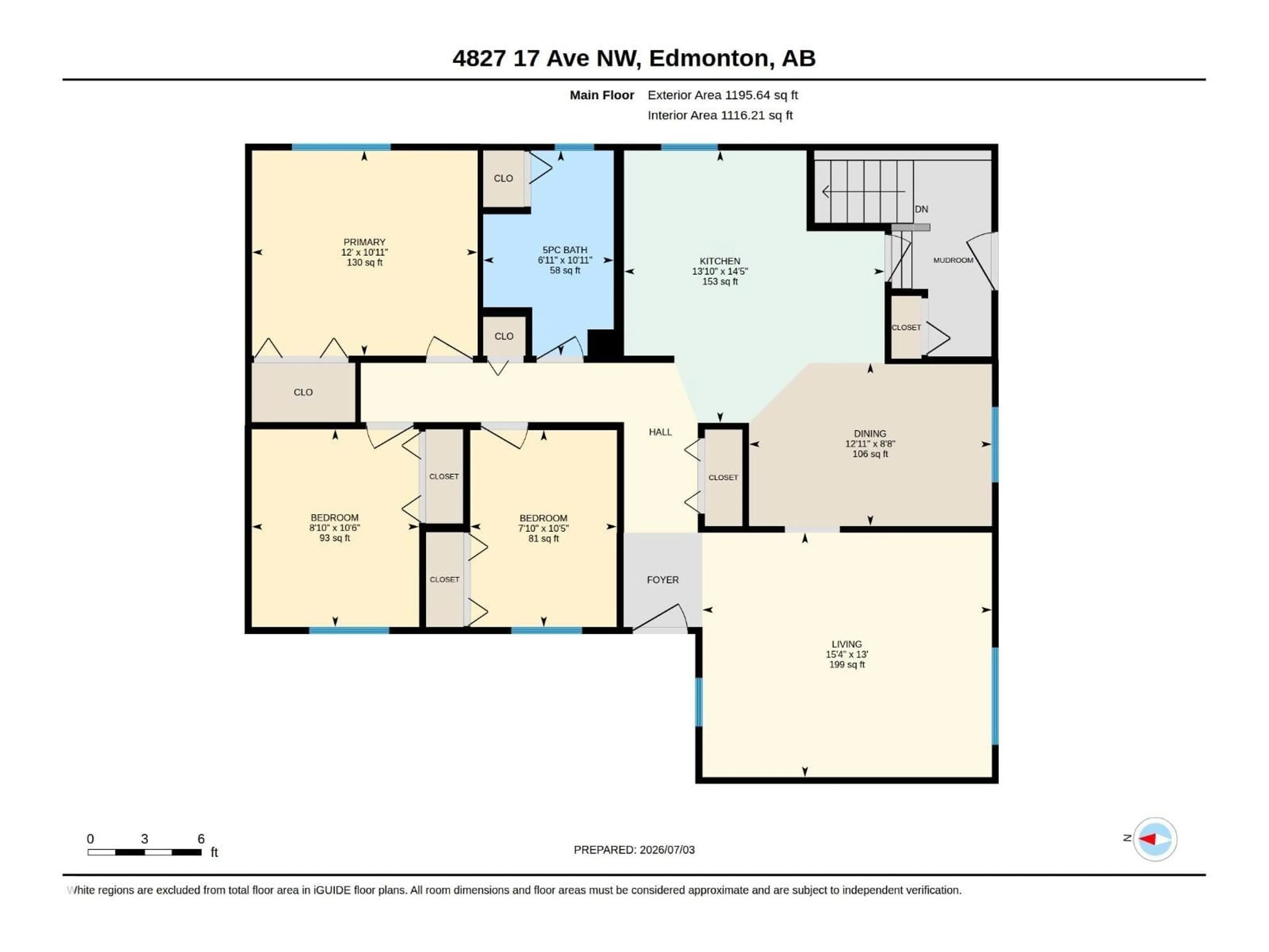 Floor plan for 4827 17 AV, Edmonton Alberta T6L2Y8