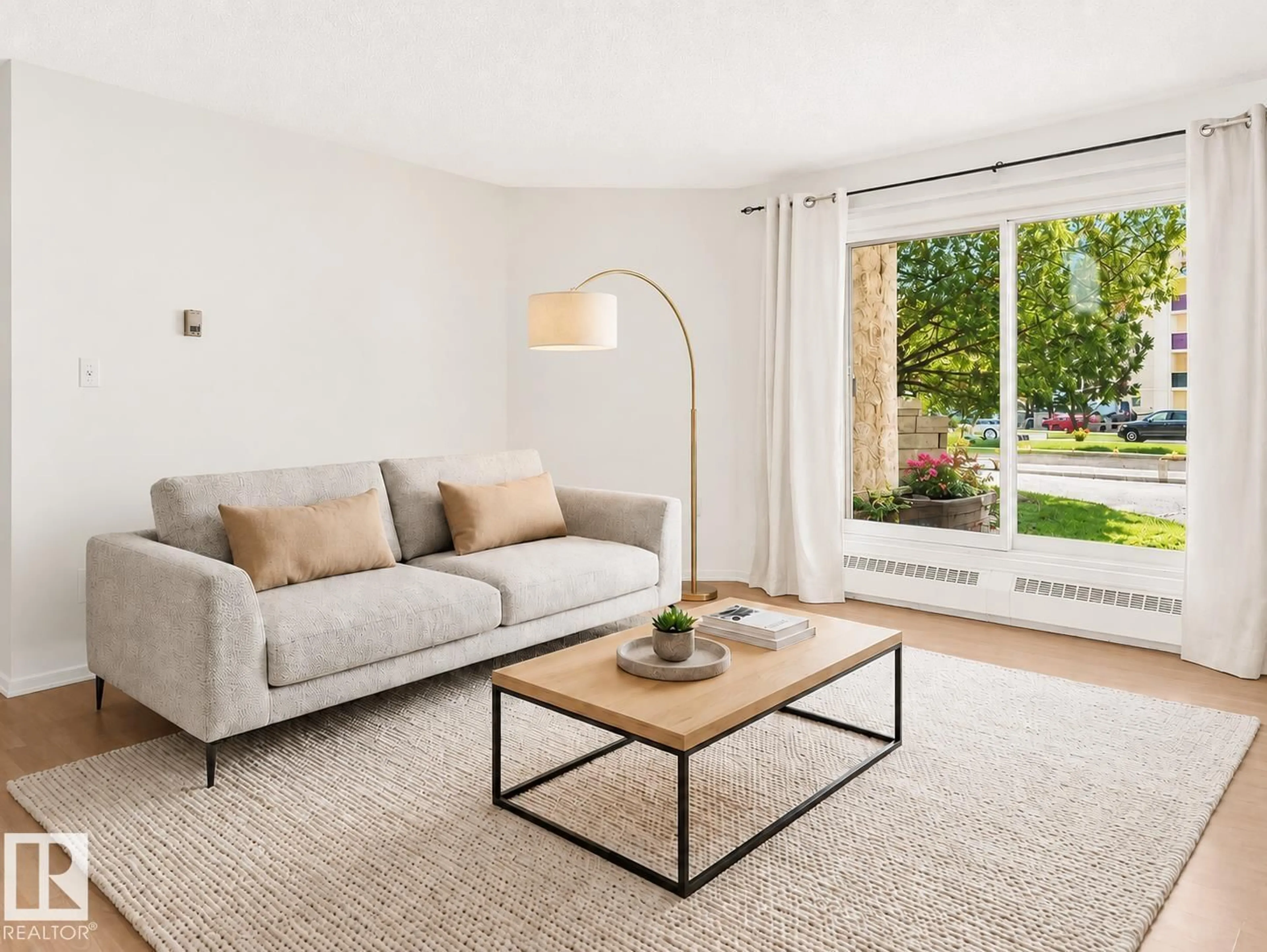 Living room with furniture, unknown for #143 - 10636 120 ST NW, Edmonton Alberta T5H4L5