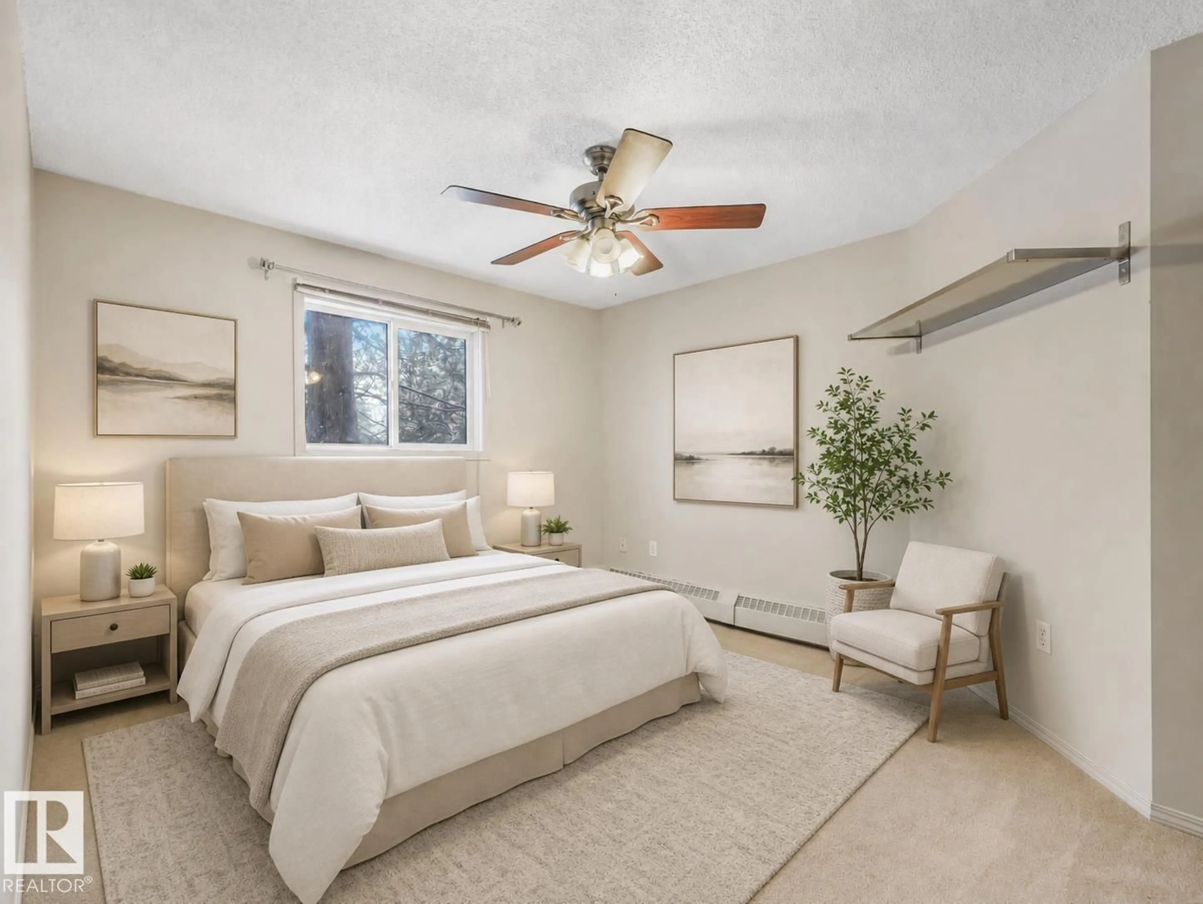 Bedroom with bed, unknown for #143 - 10636 120 ST NW, Edmonton Alberta T5H4L5