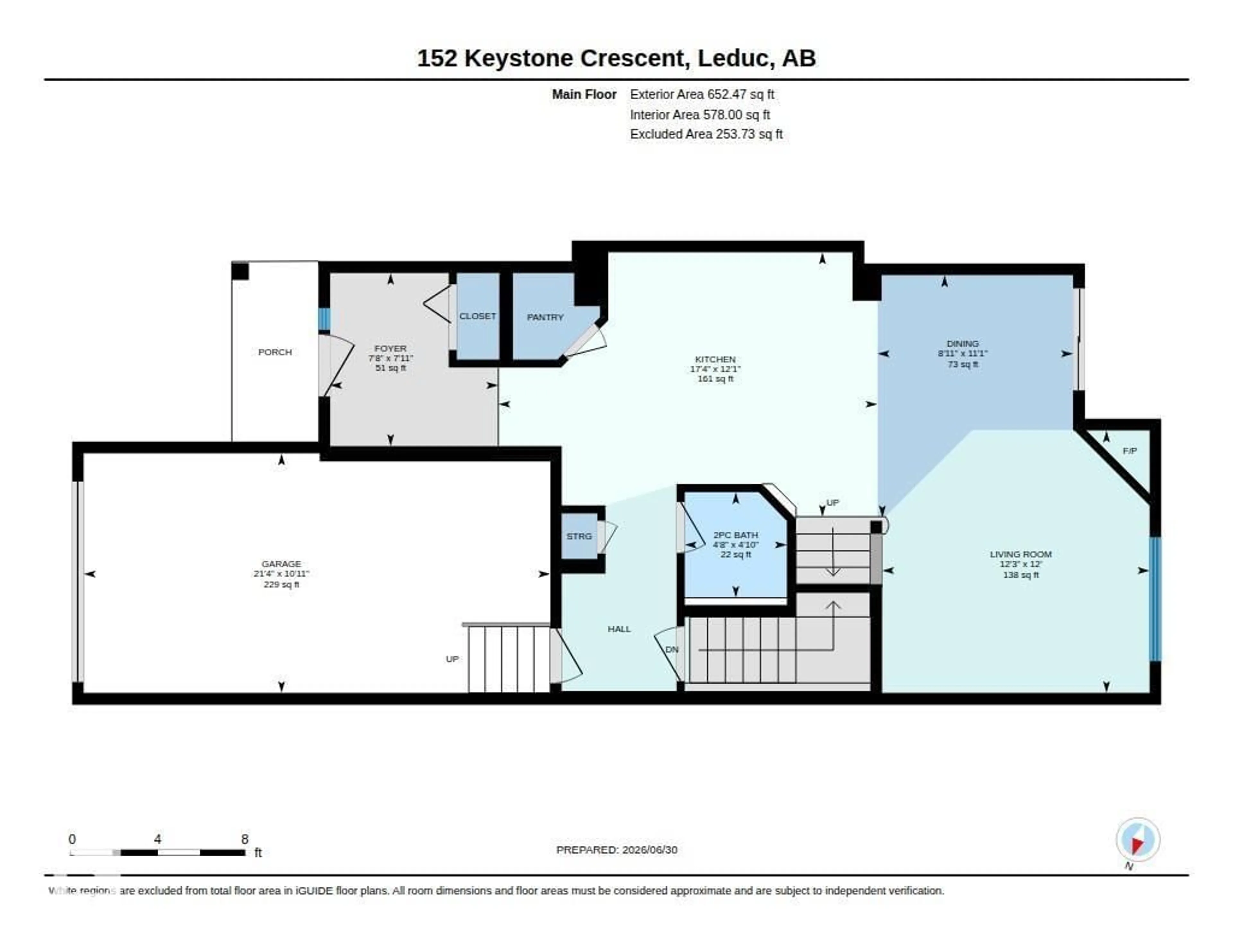 Floor plan for 152 KEYSTONE CR, Leduc Alberta T9E0J5
