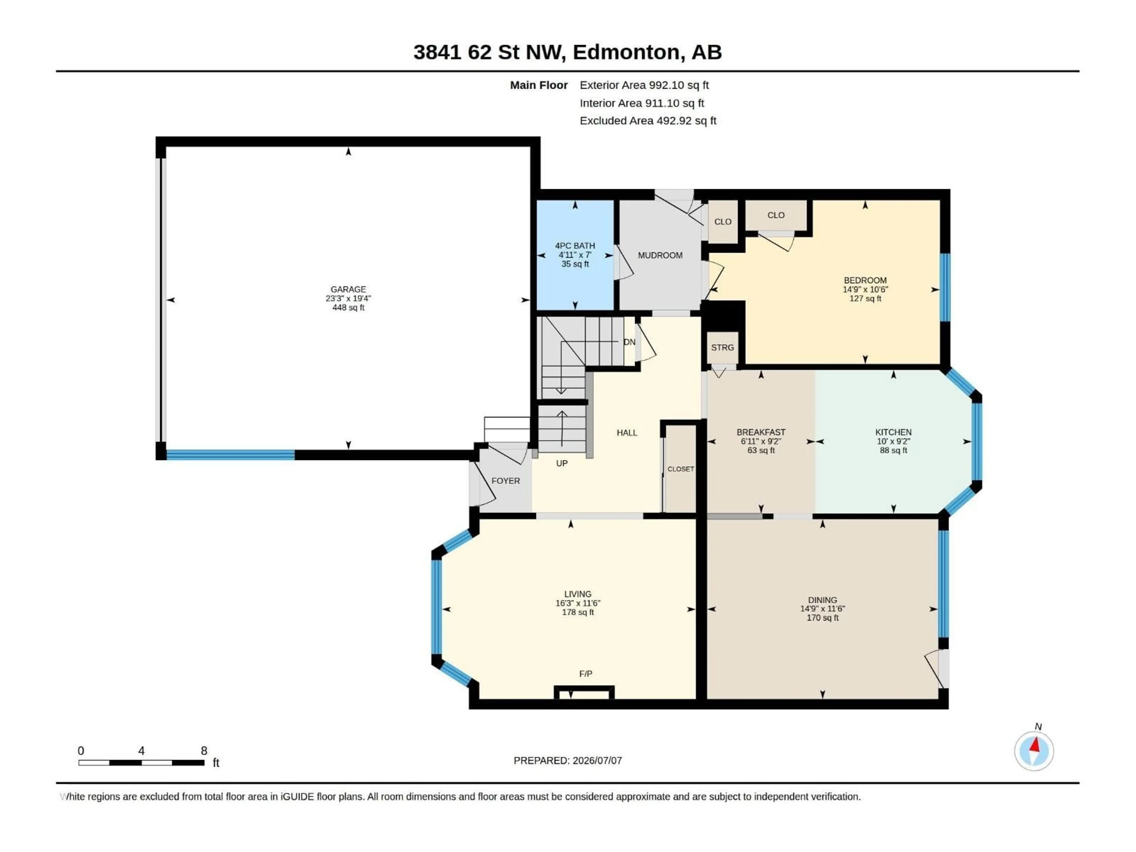 Floor plan for 3841 62 ST, Edmonton Alberta T6L1A4