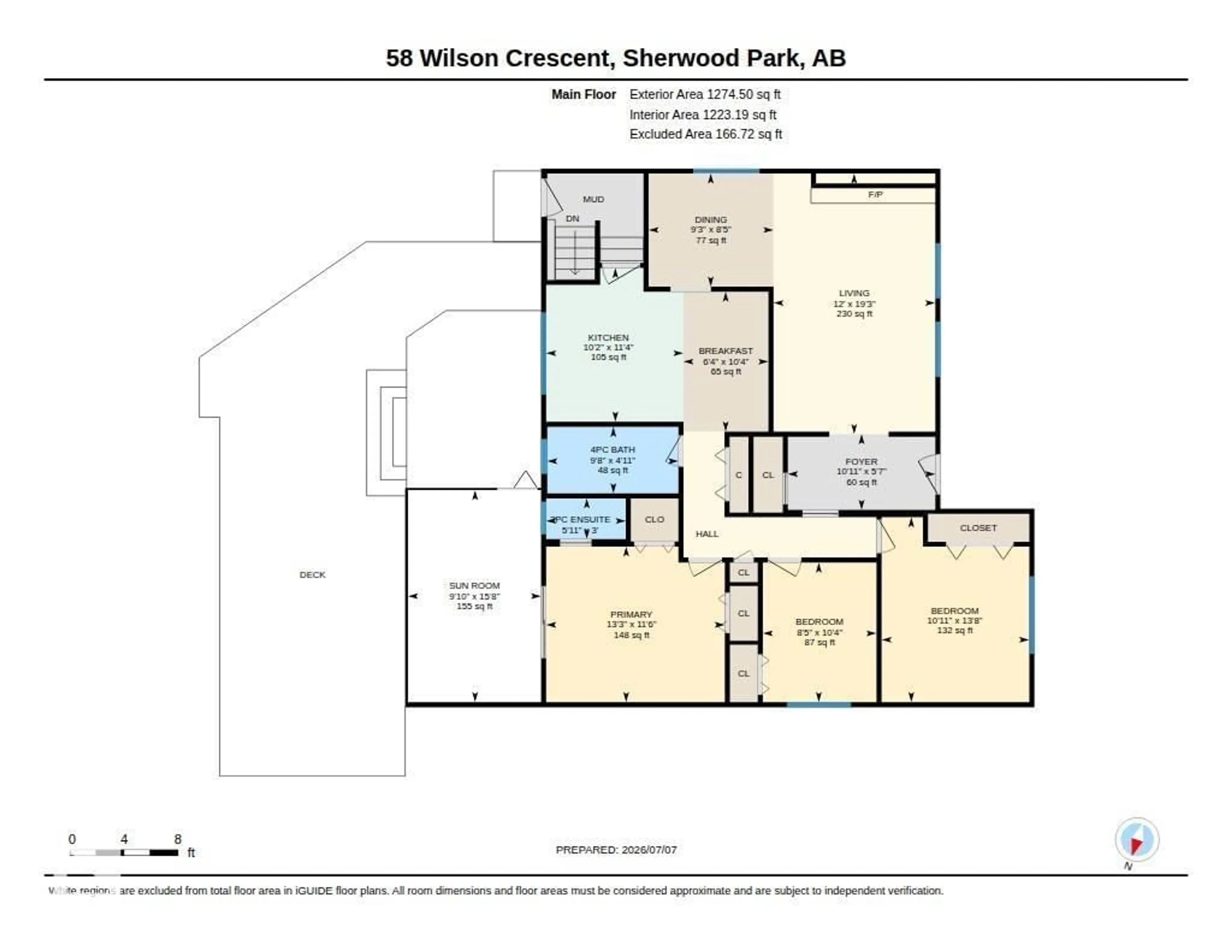 Floor plan for 58 WILSON CR, Sherwood Park Alberta T8A3L2