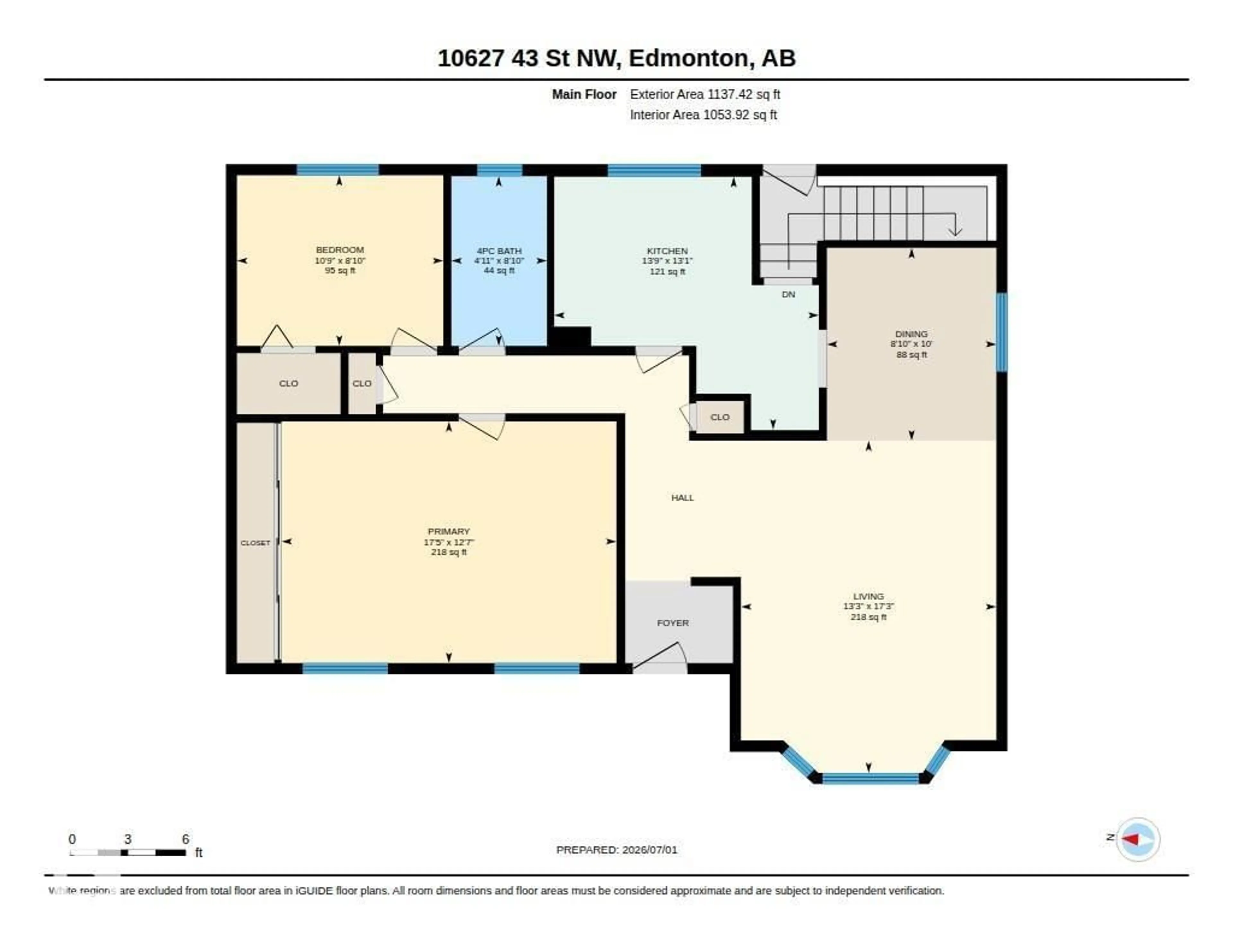 Floor plan for 10627 43 ST, Edmonton Alberta T6H1V2