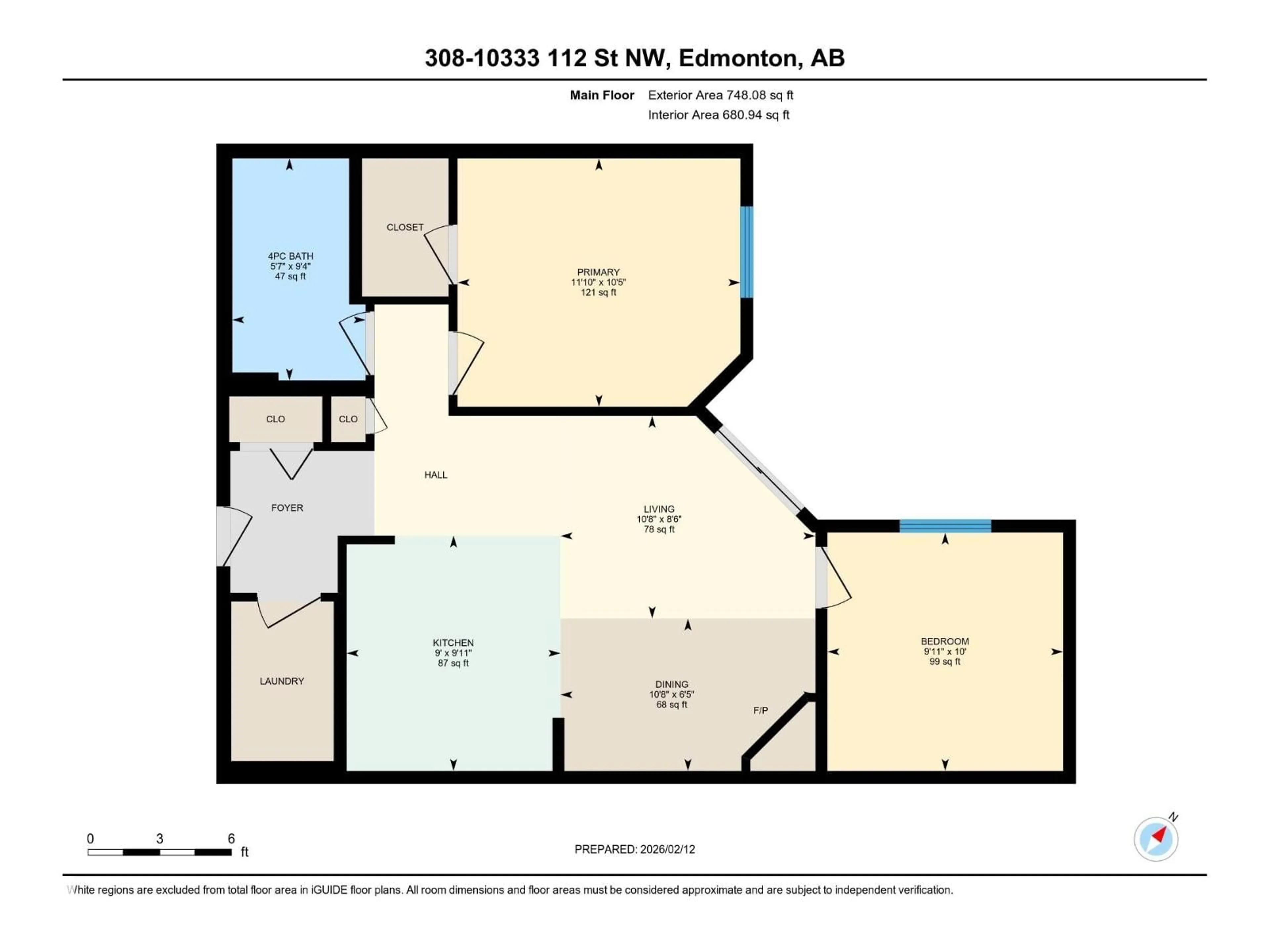Floor plan for 10333 - 308 112 ST, Edmonton Alberta T5K0B4