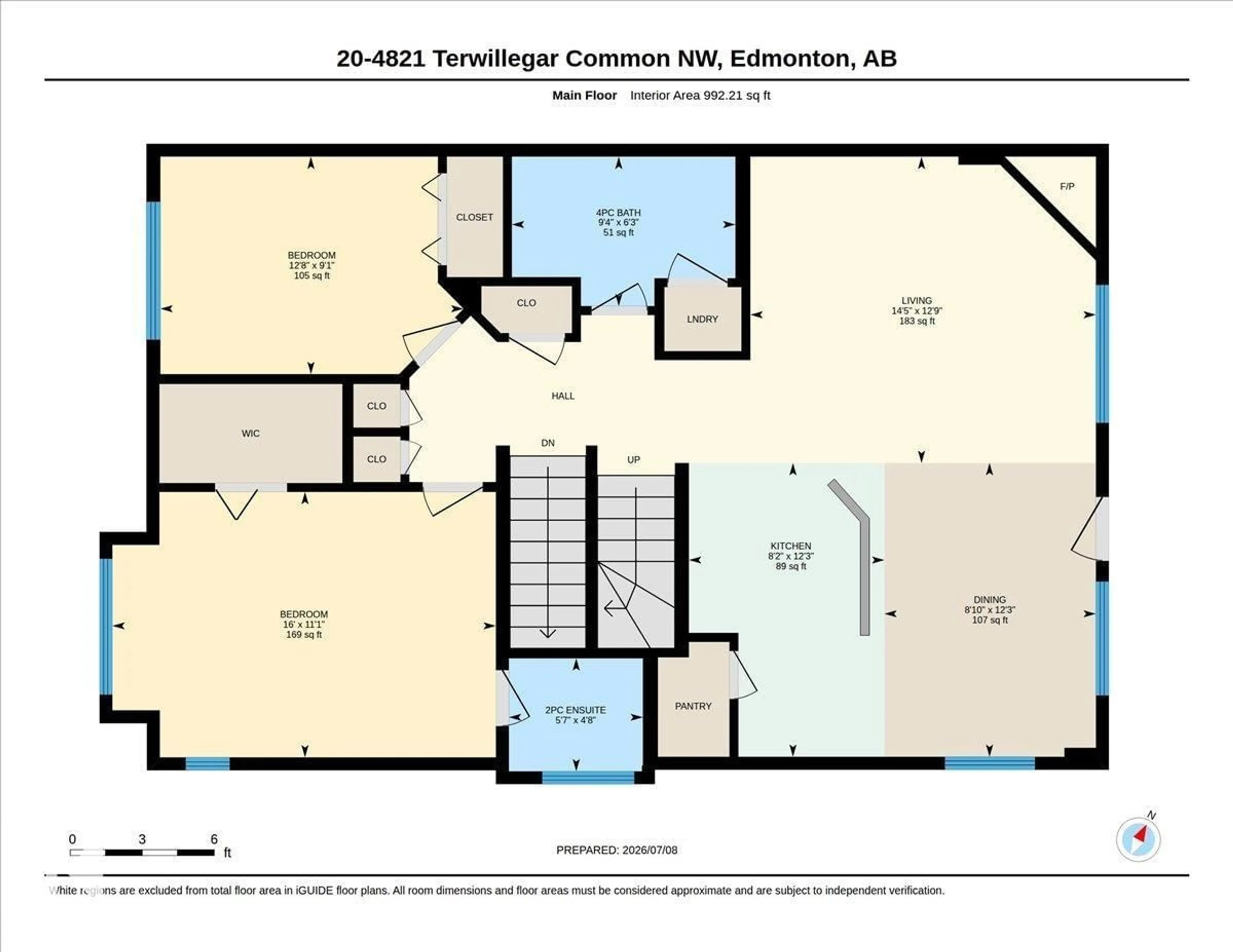 Floor plan for 4821 - 20 TERWILLEGAR CM NW, Edmonton Alberta T6R0C5