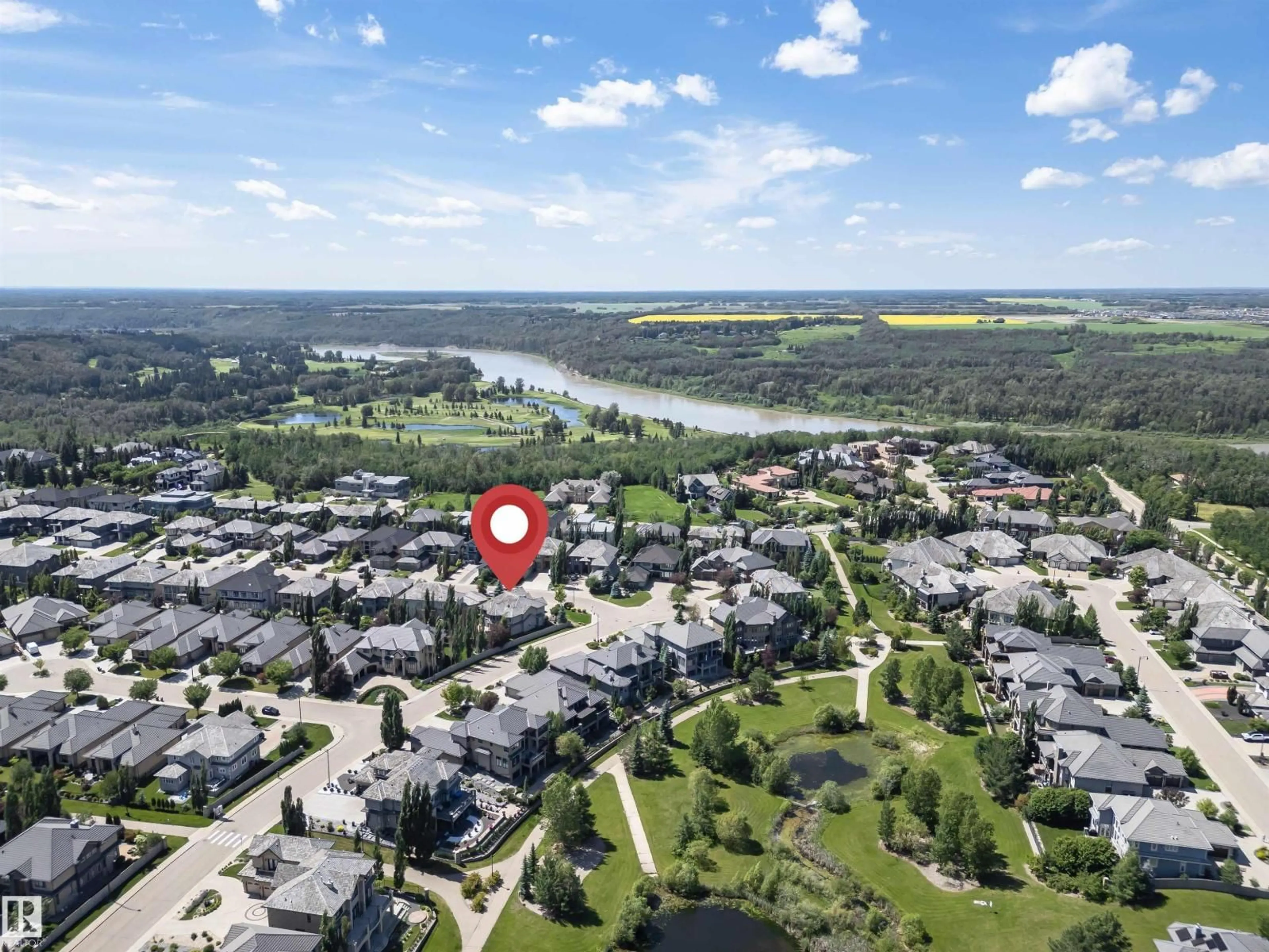 A pic from outside/outdoor area/front of a property/back of a property/a pic from drone, water/lake/river/ocean view for 3503 WATSON PT, Edmonton Alberta T6W0P3
