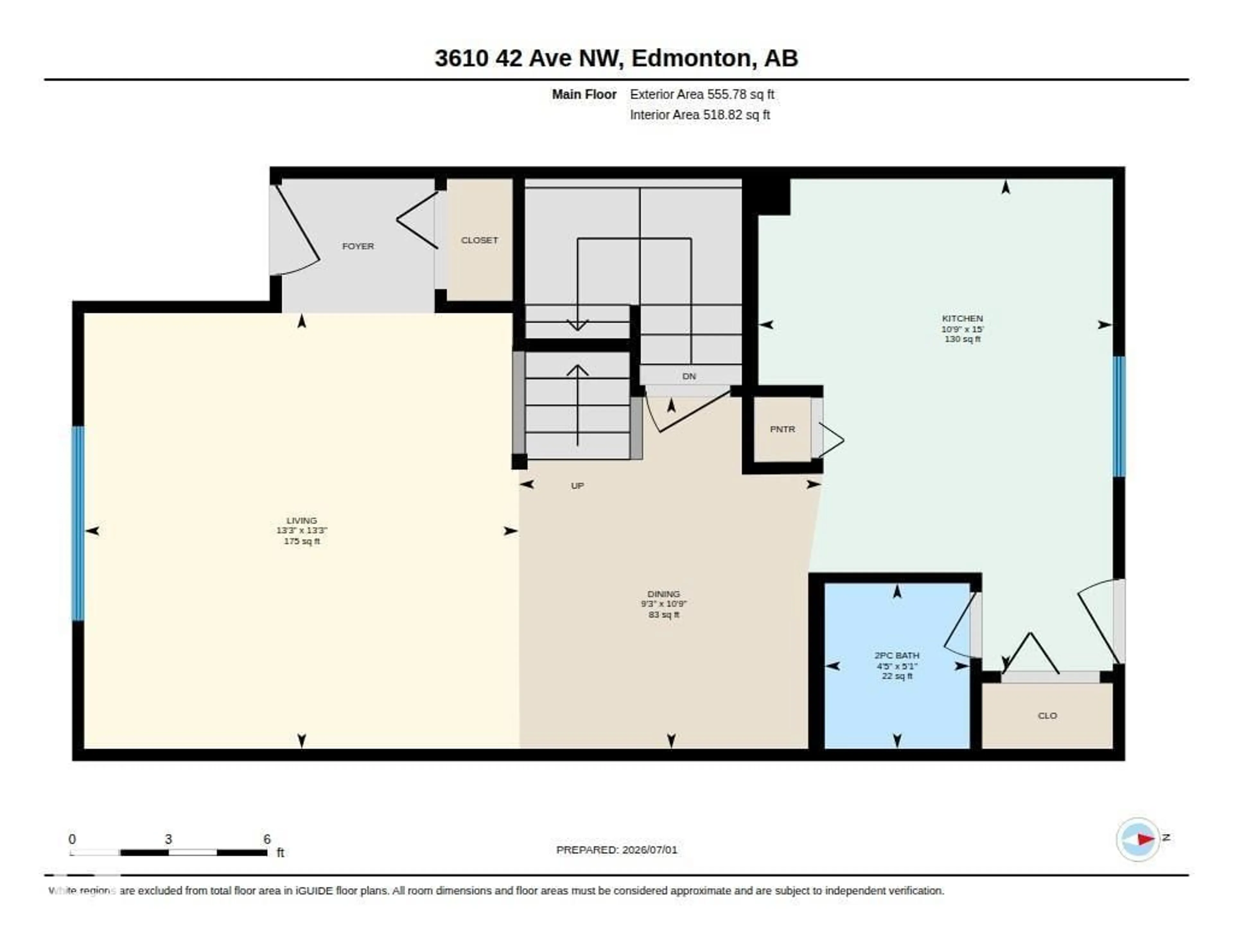 Floor plan for 3610 42 AV, Edmonton Alberta T6L5C8