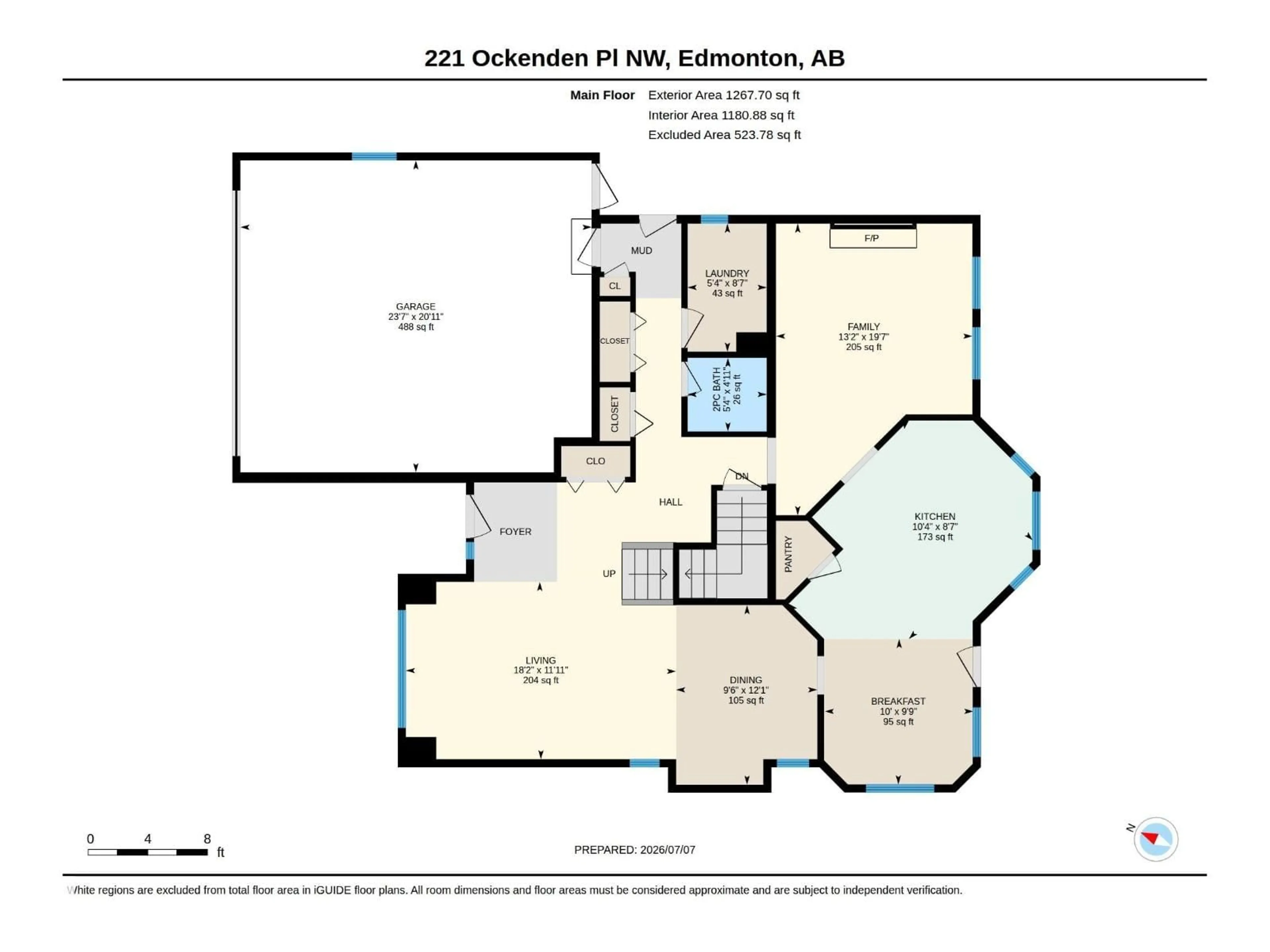 Floor plan for 221 OCKENDEN PL, Edmonton Alberta T6R1K5