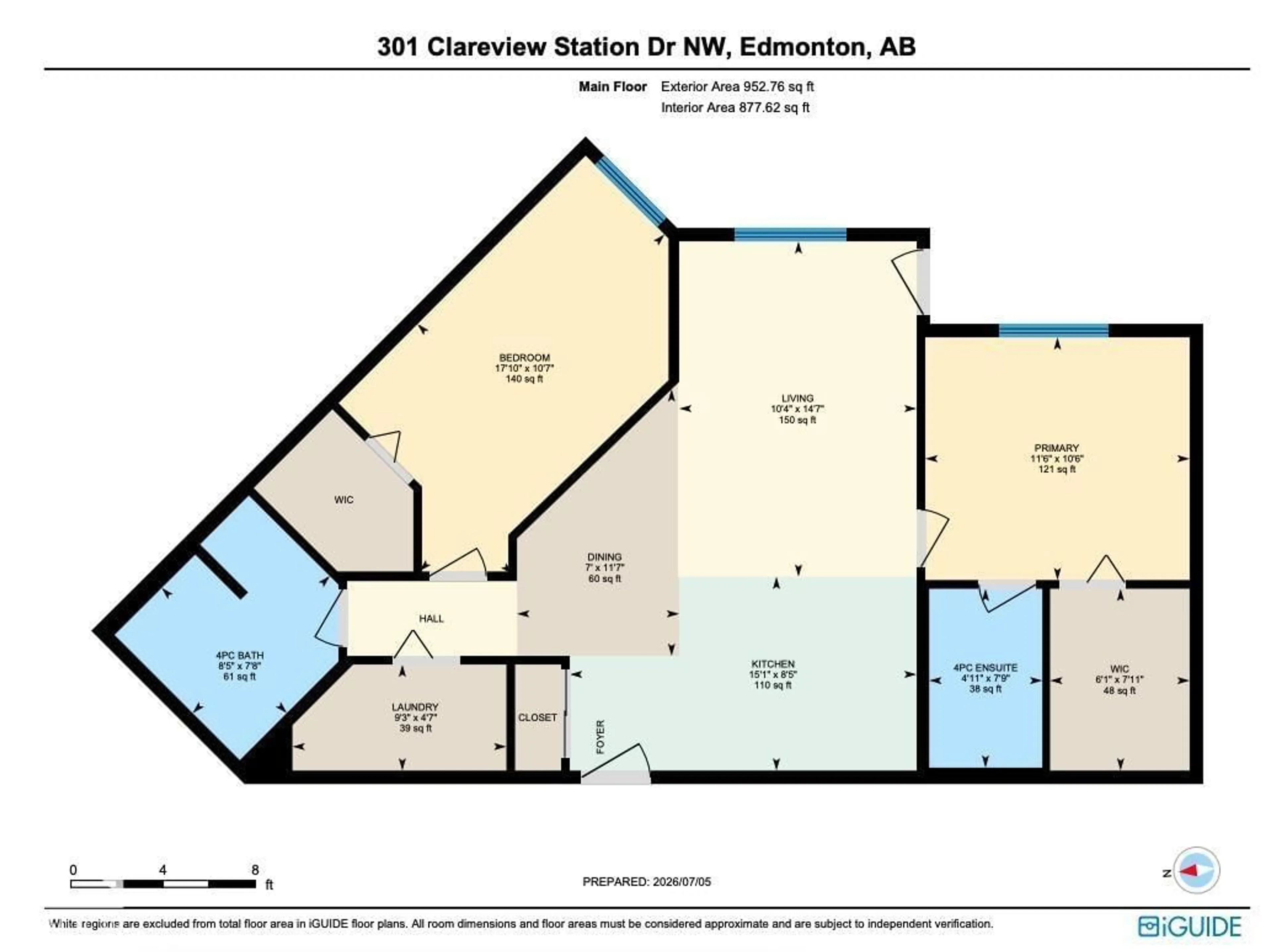 Floor plan for #140 - 301 CLAREVIEW STATION DR, Edmonton Alberta T5Y0J4