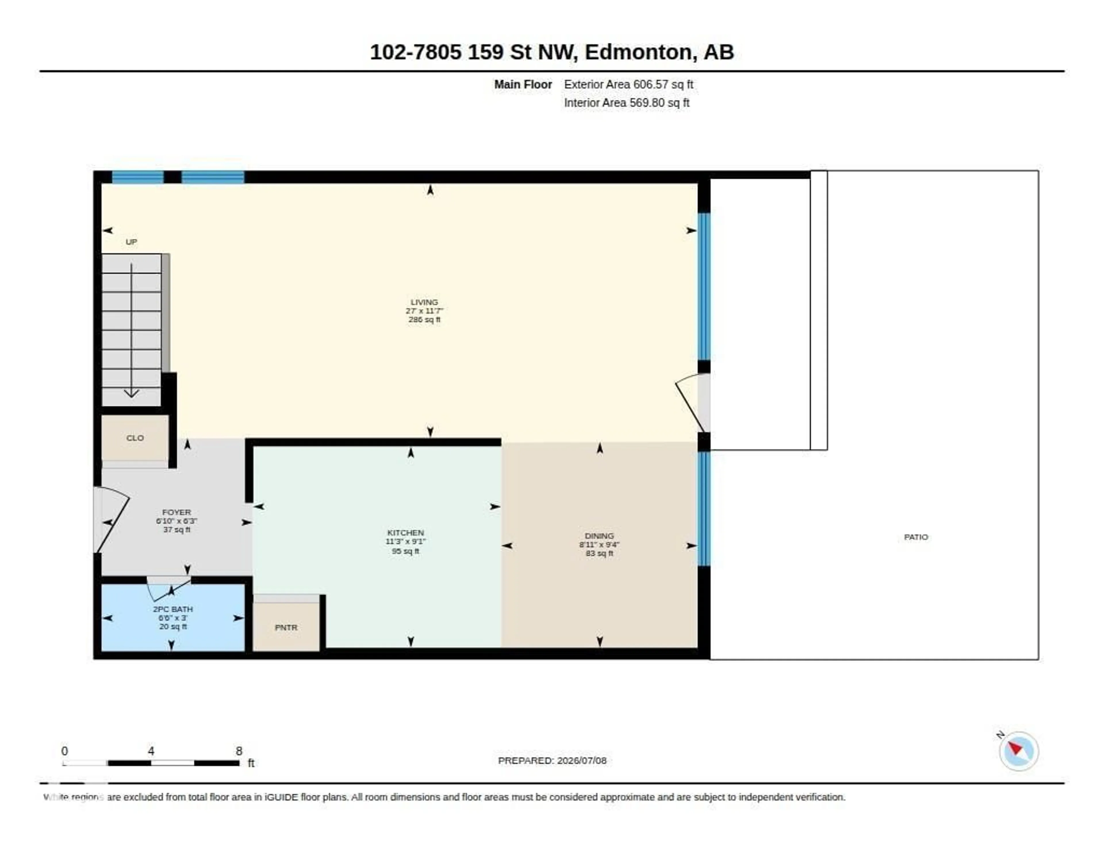 Floor plan for #102 - 7805 159 ST, Edmonton Alberta T5R2E1