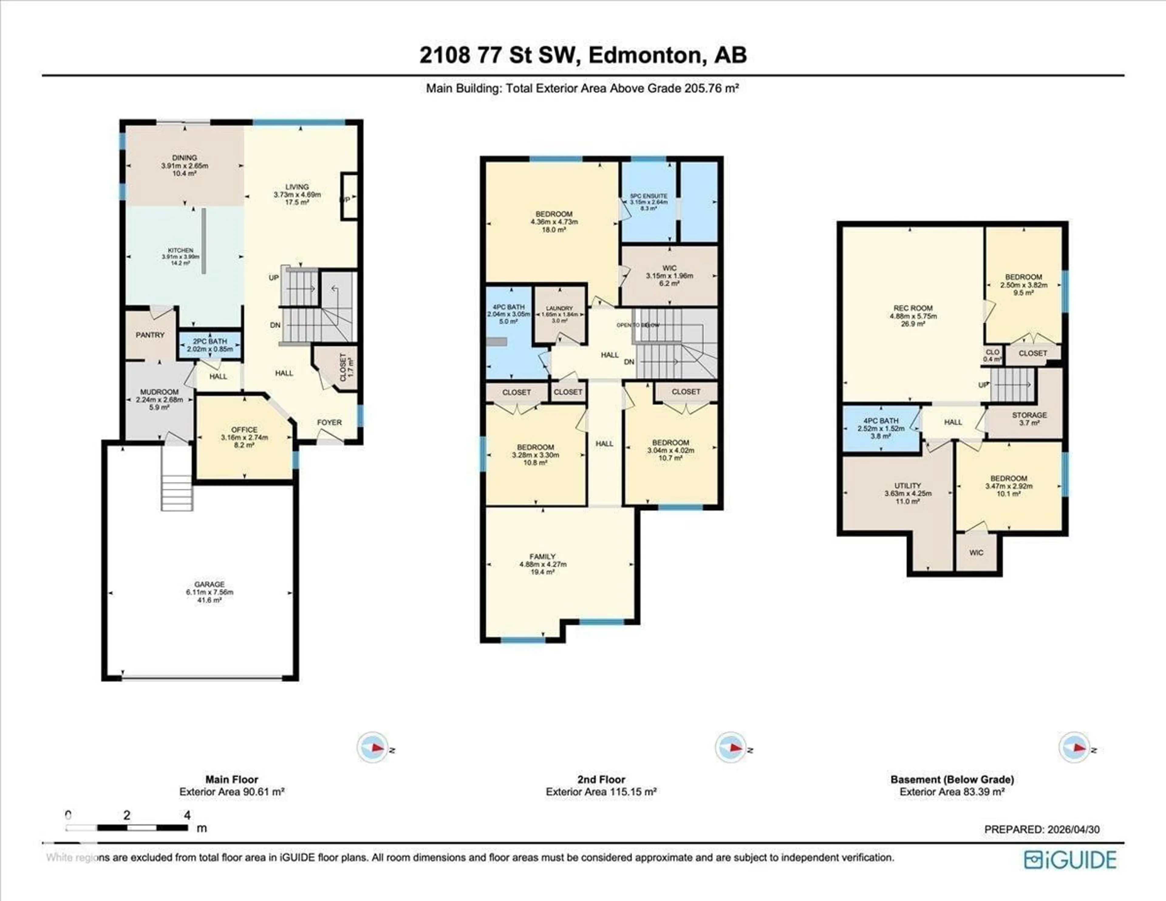 Floor plan for SW - 2108 77 ST, Edmonton Alberta T6X0Z3