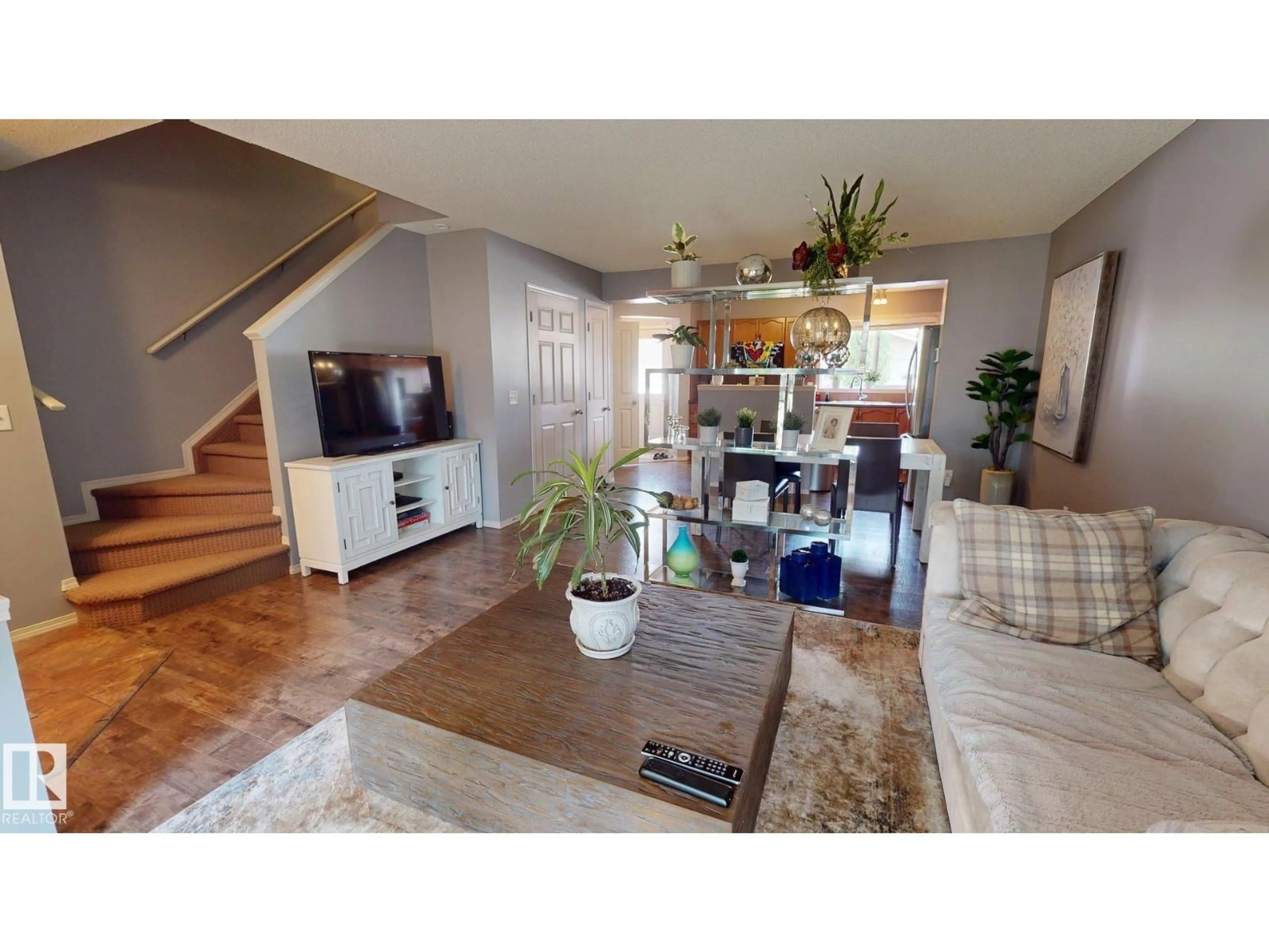 Living room with furniture, wood/laminate floor for 5992 SOUTH TERWILLEGAR BV, Edmonton Alberta T6R0K4