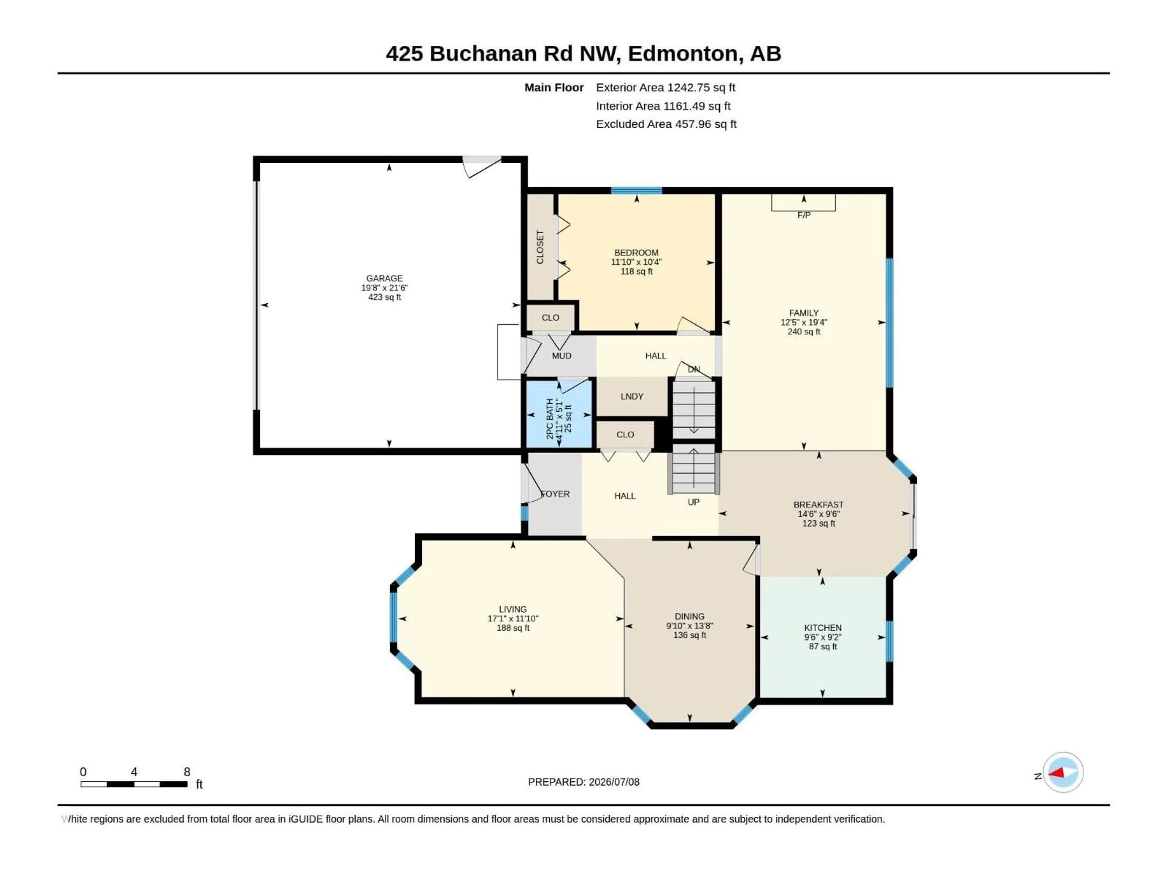 Floor plan for 425 BUCHANAN RD, Edmonton Alberta T6R2A5