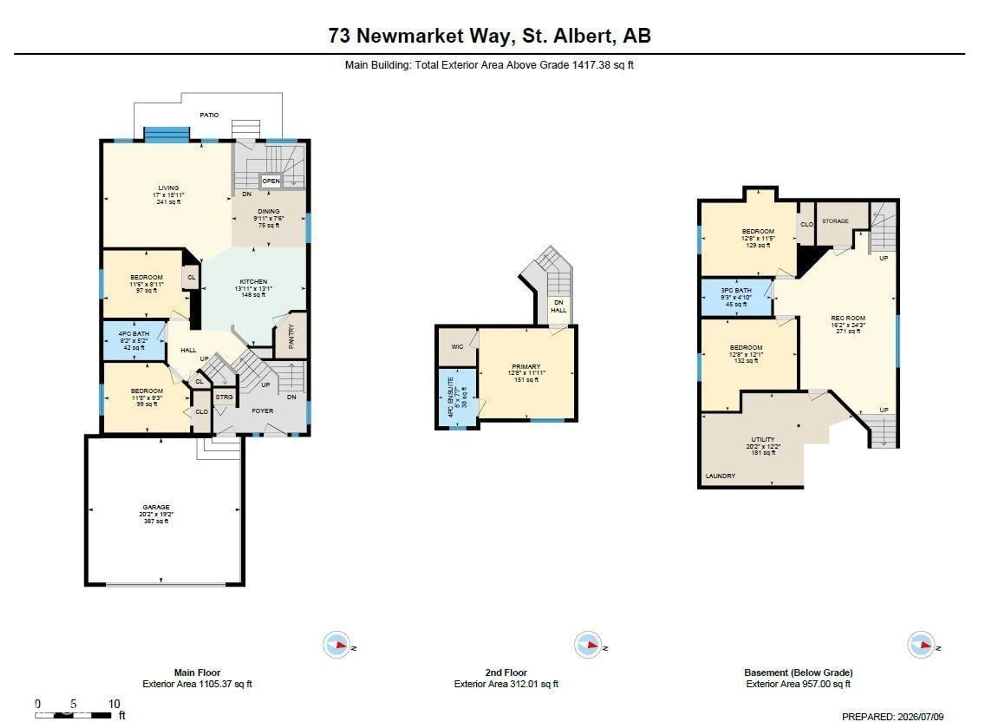 Floor plan for 73 NEWMARKET WY, St. Albert Alberta T8N7B8
