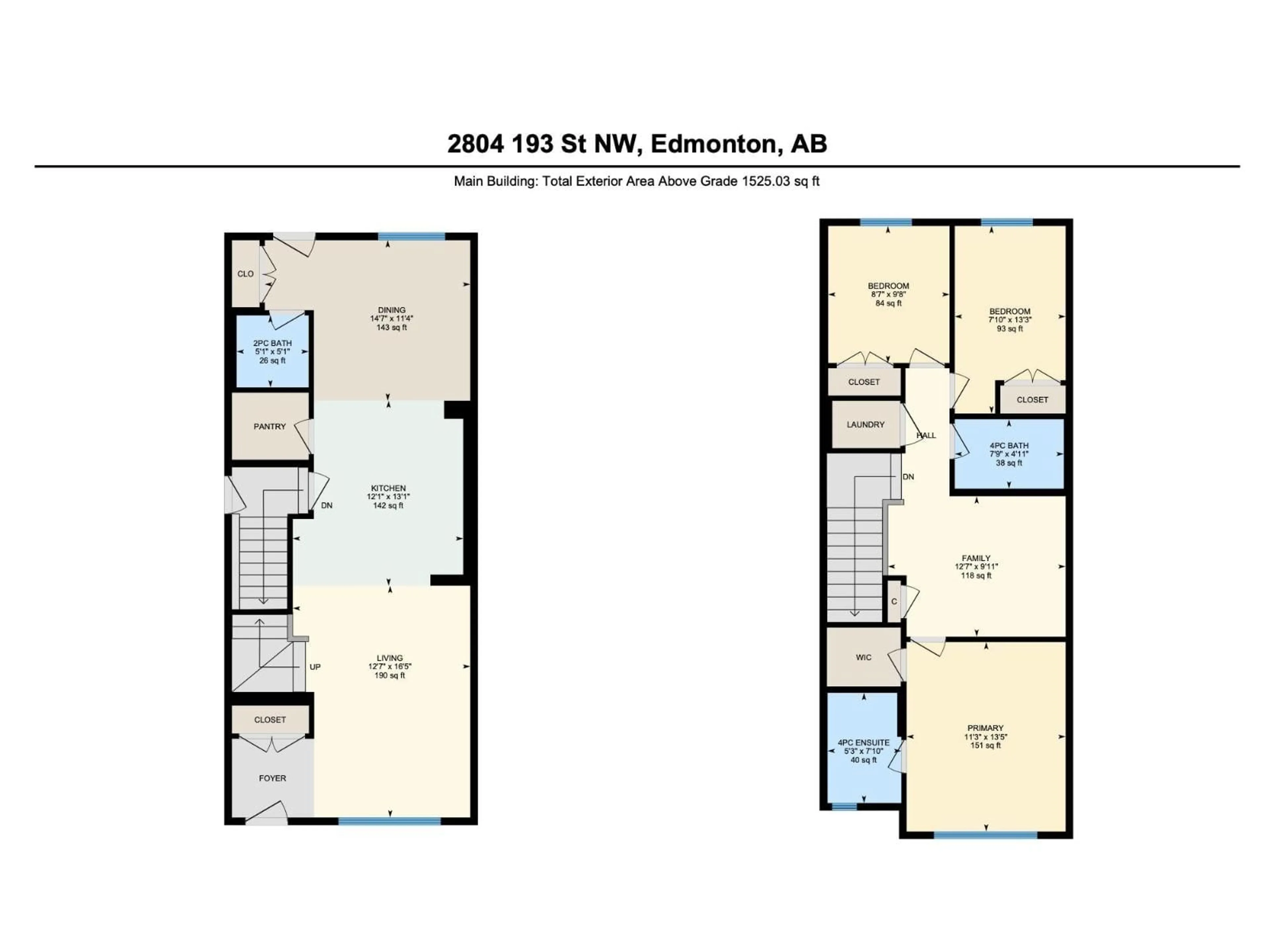 Floor plan for 2804 193 ST, Edmonton Alberta T6M3B2