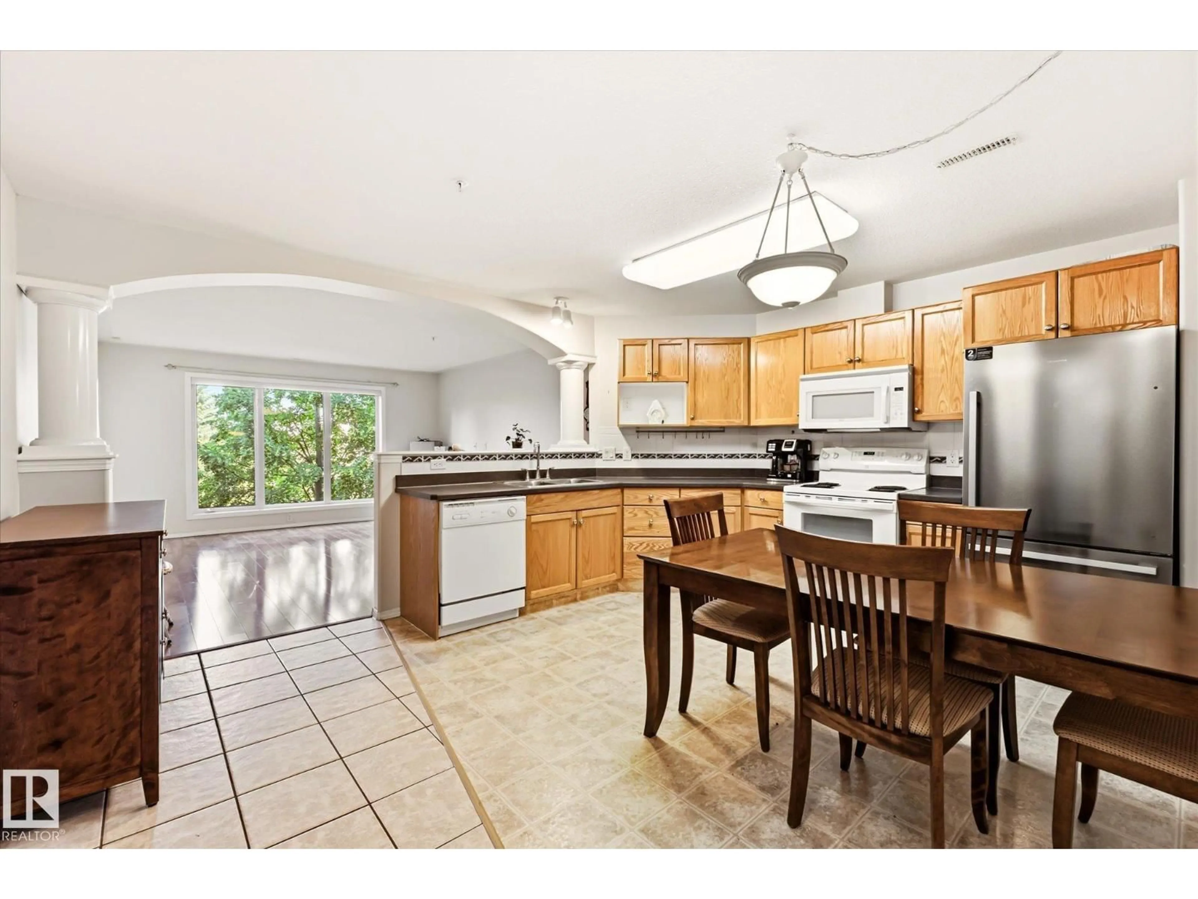 Open concept kitchen, ceramic/tile floor for #310 - 237 YOUVILLE DR, Edmonton Alberta T6L7G2