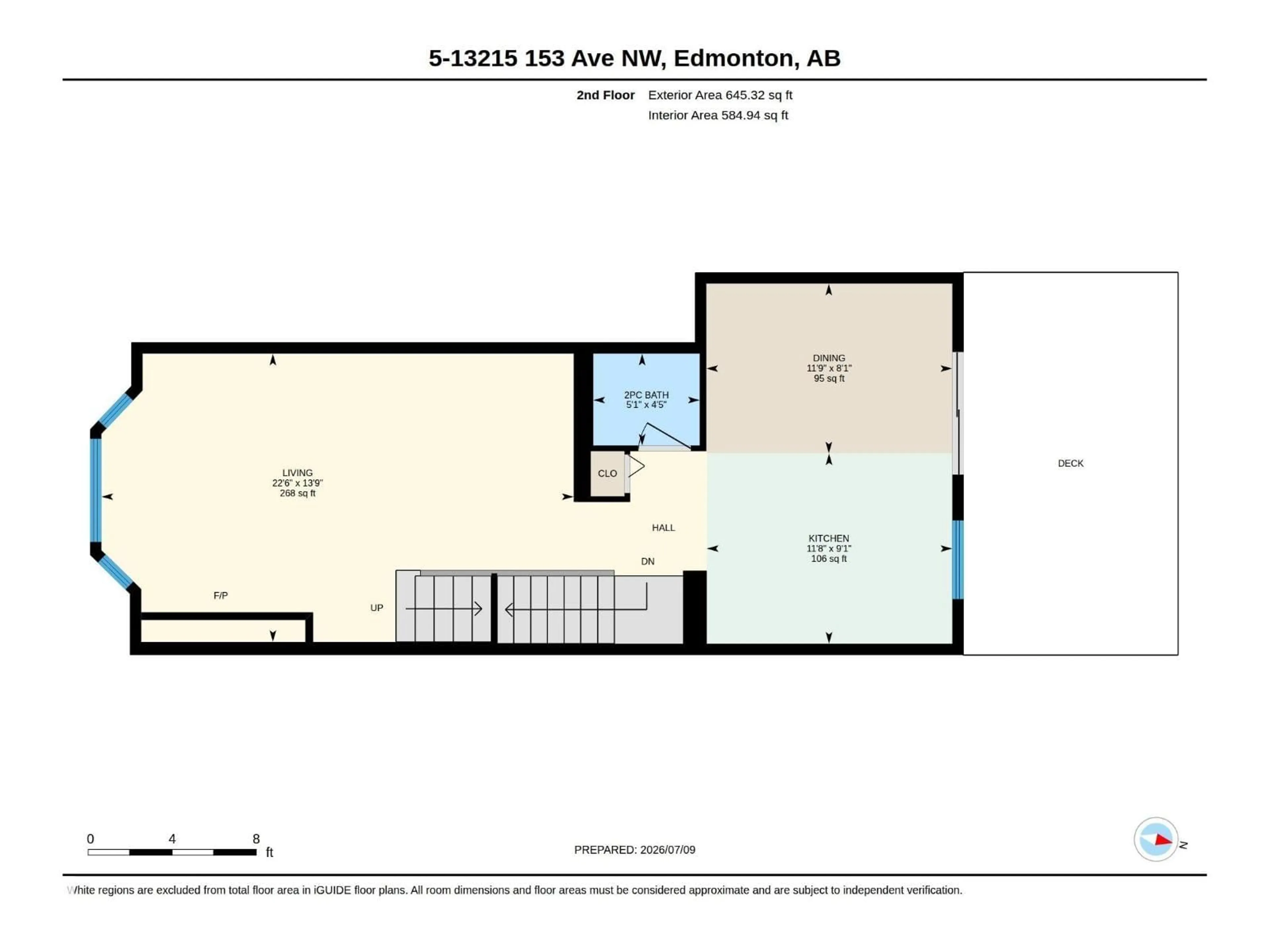 Floor plan for 5 - 13215 153 AV, Edmonton Alberta T6V0B6