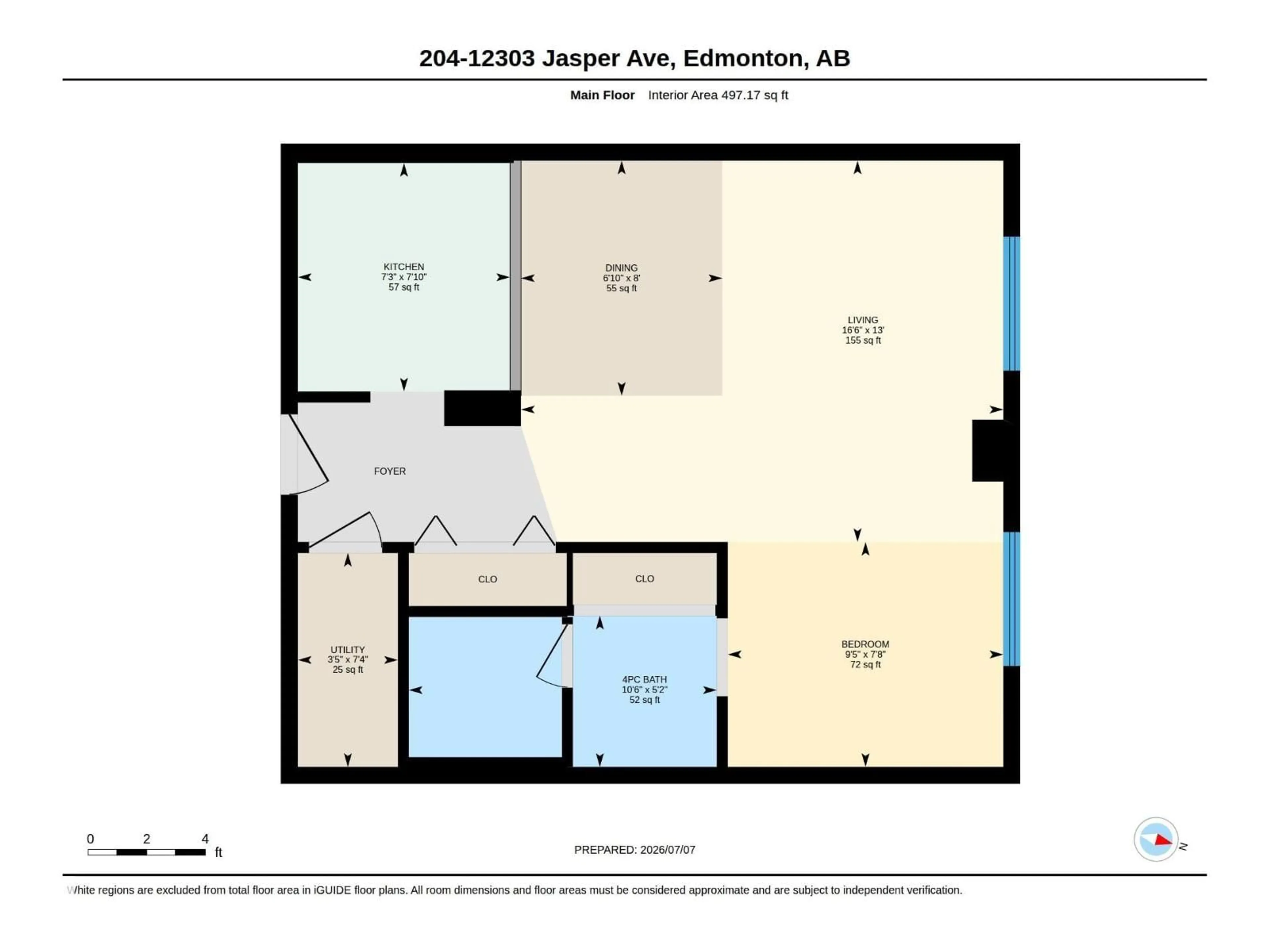 Floor plan for #204 - 12303 JASPER AV, Edmonton Alberta T5N3K7