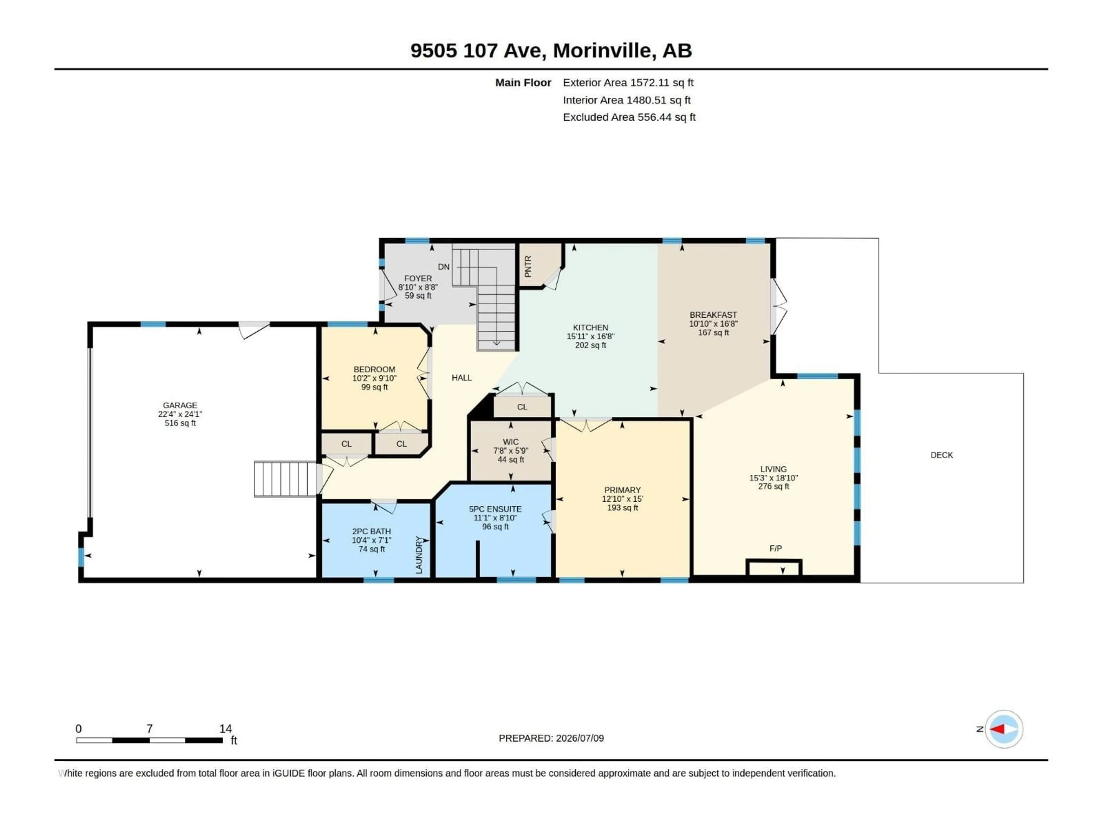 Floor plan for 9505 107 AV, Morinville Alberta T8R0C7