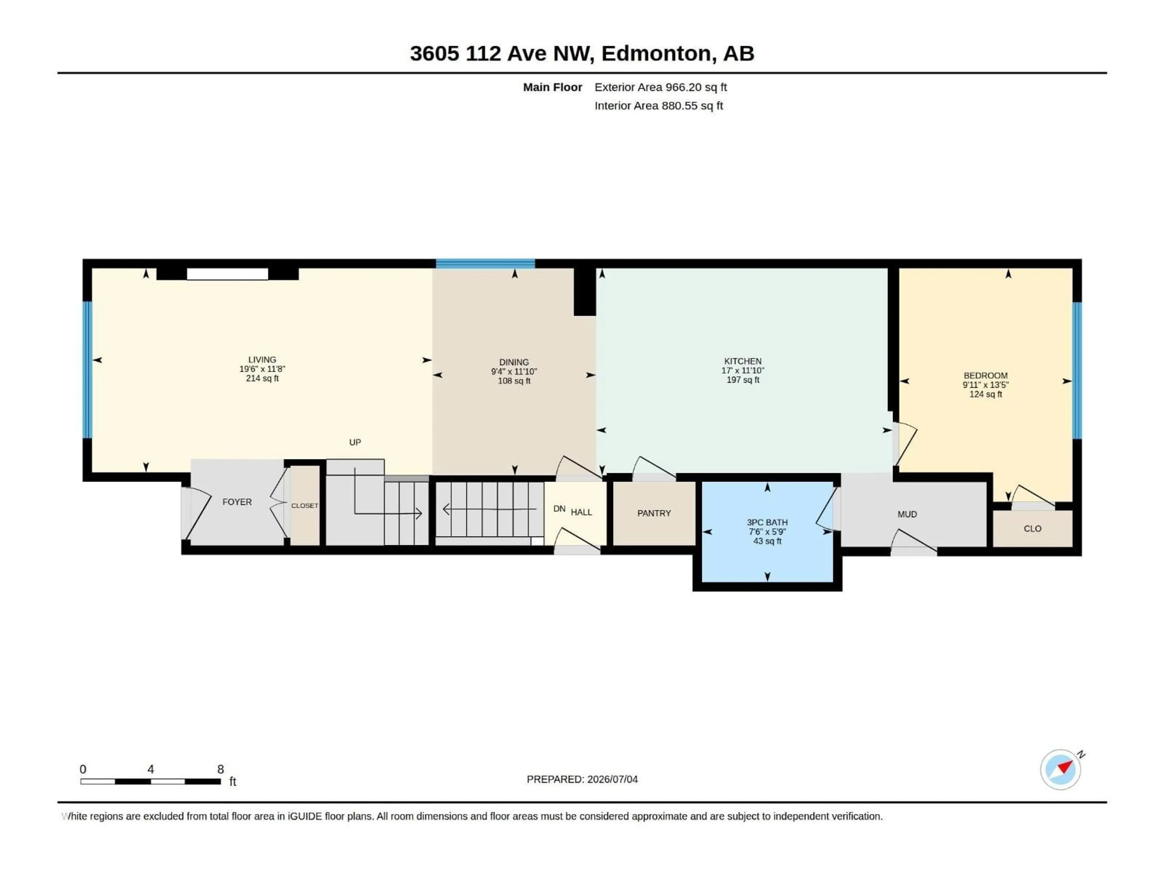 Floor plan for 3605 112 AVE, Edmonton Alberta T5W0M3