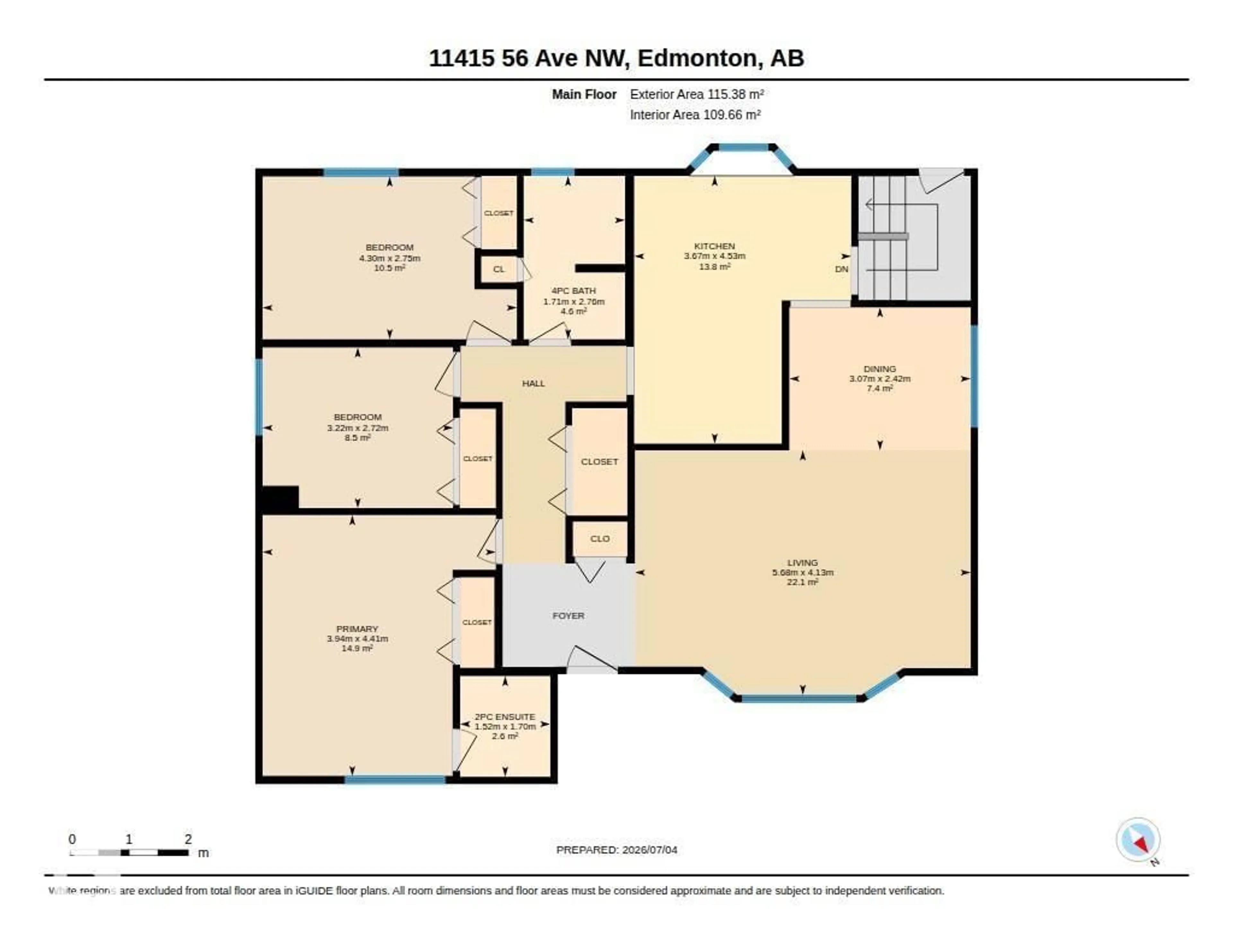 Floor plan for NW - 11415 56 AV, Edmonton Alberta T6H0Y1