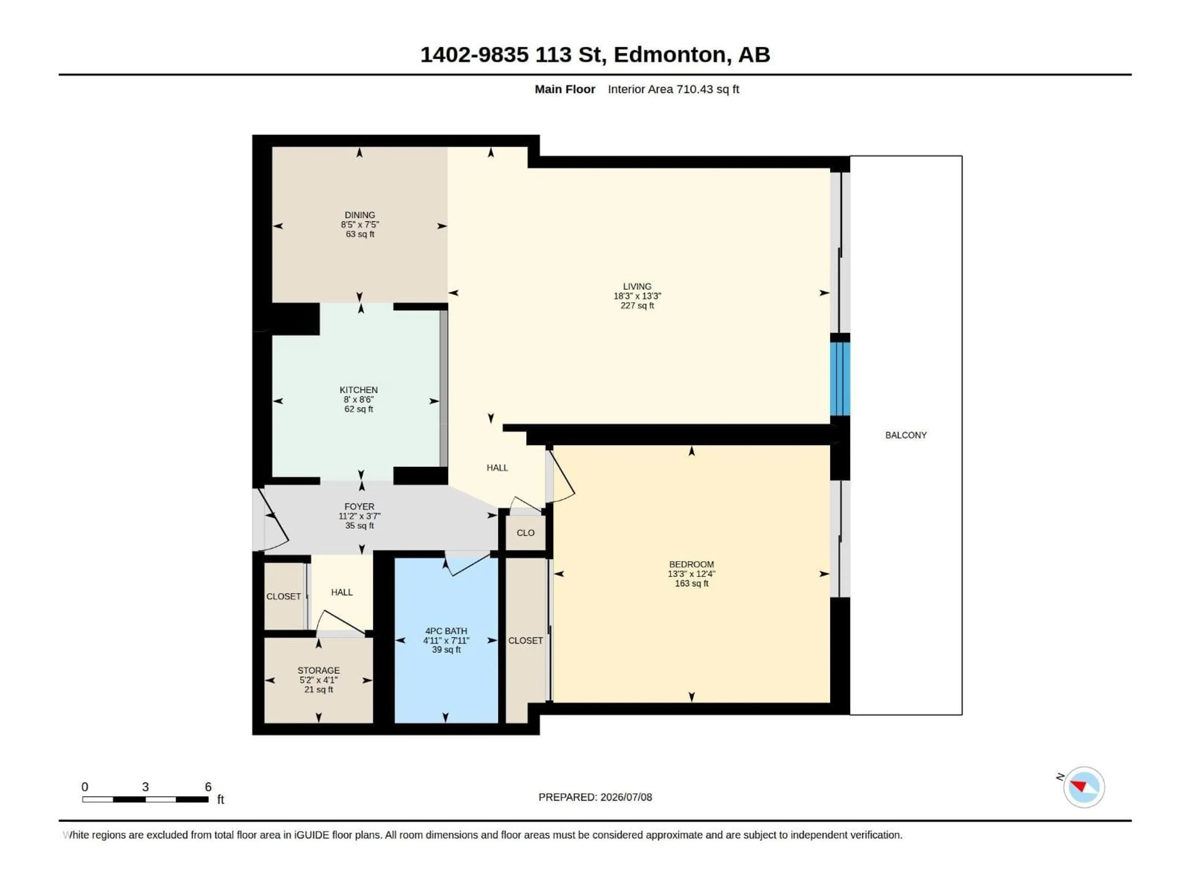 Floor plan for 1402 - 9835 113 ST, Edmonton Alberta T5K1N4