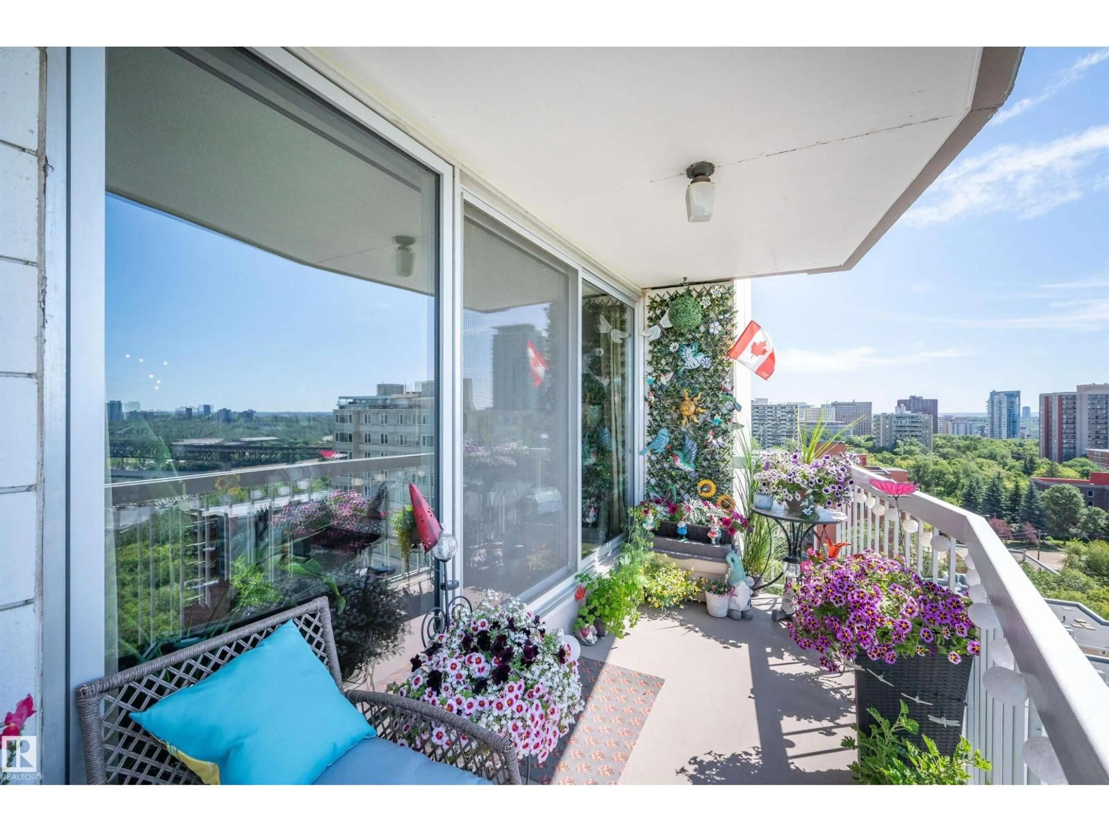 Balcony in the apartment, water/lake/river/ocean view for 1402 - 9835 113 ST, Edmonton Alberta T5K1N4