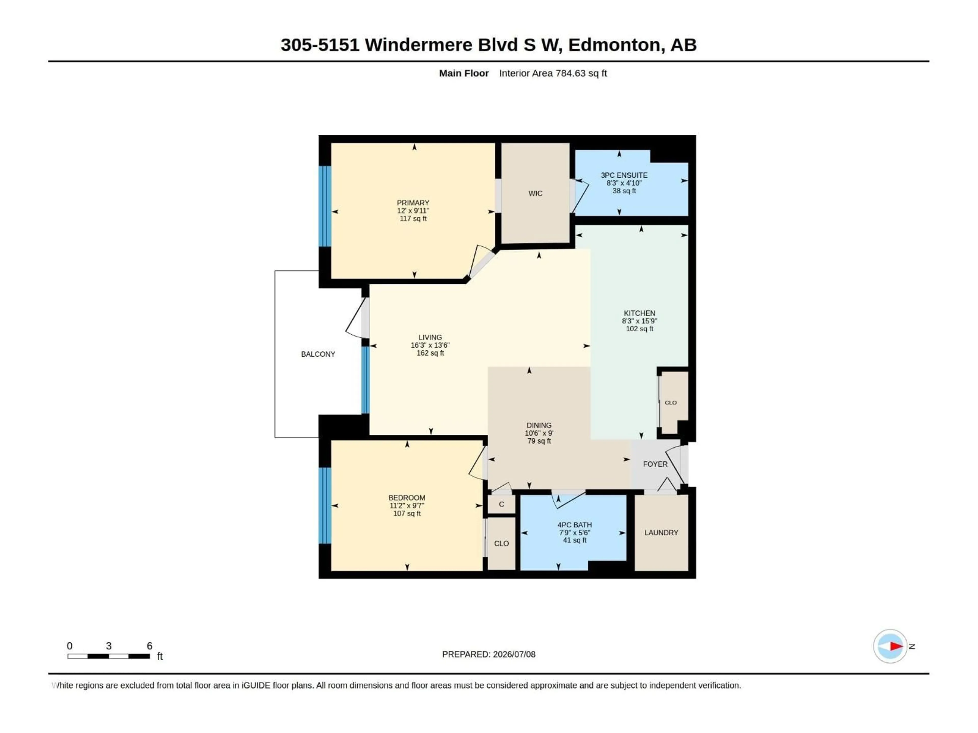 Floor plan for #305 - 5151 WINDERMERE BV, Edmonton Alberta T6W2K4
