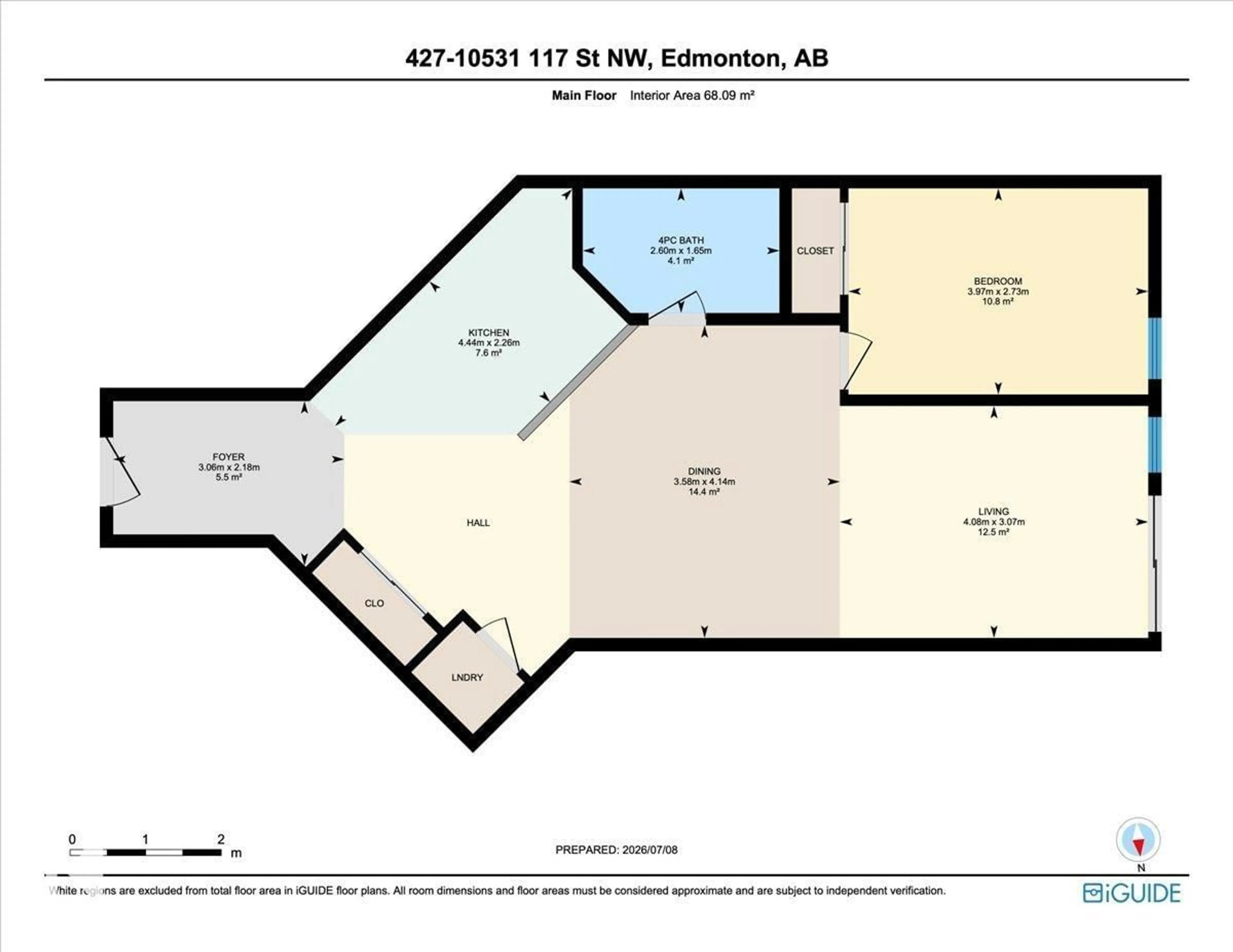 Floor plan for #427 - 10531 117 ST, Edmonton Alberta T5H0A8