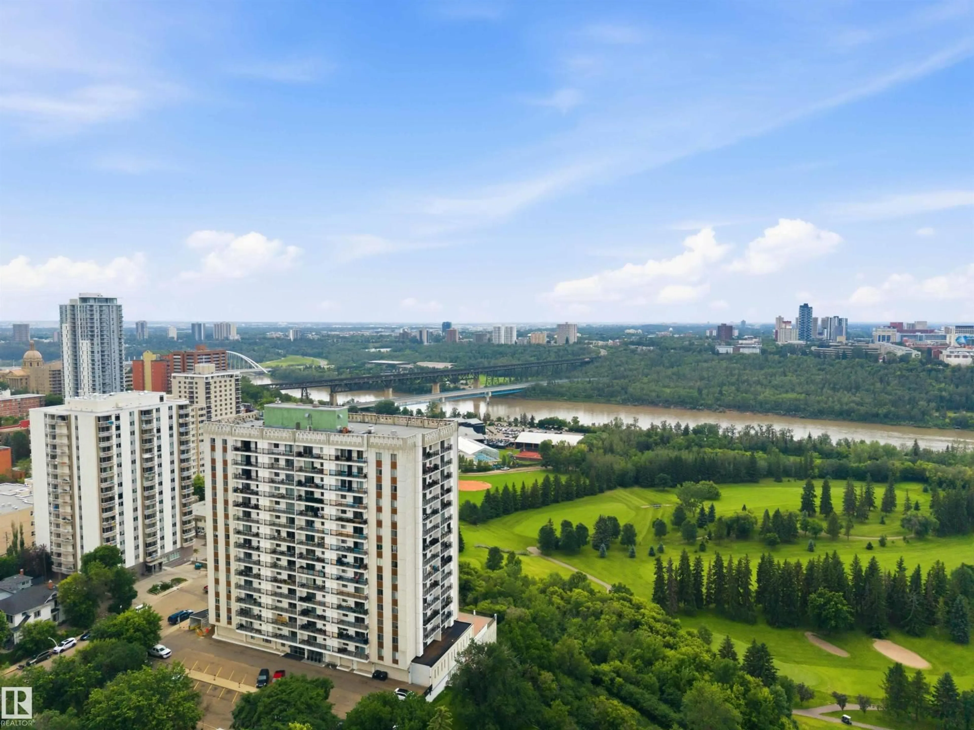 A pic from outside/outdoor area/front of a property/back of a property/a pic from drone, city buildings view from balcony for 1008 99 AV, Edmonton Alberta T5K0H2