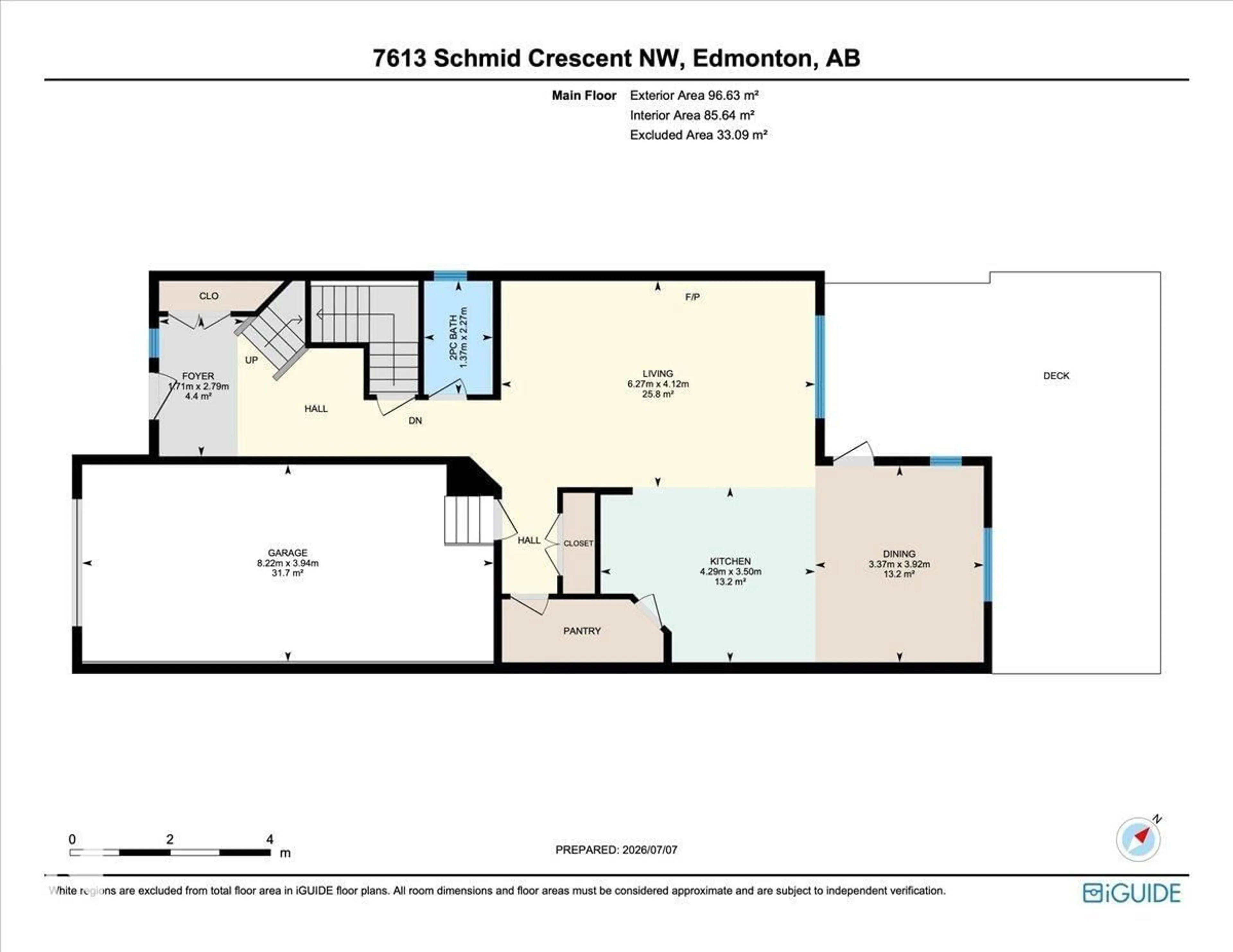 Floor plan for 7613 SCHMID CR, Edmonton Alberta T6R0K4