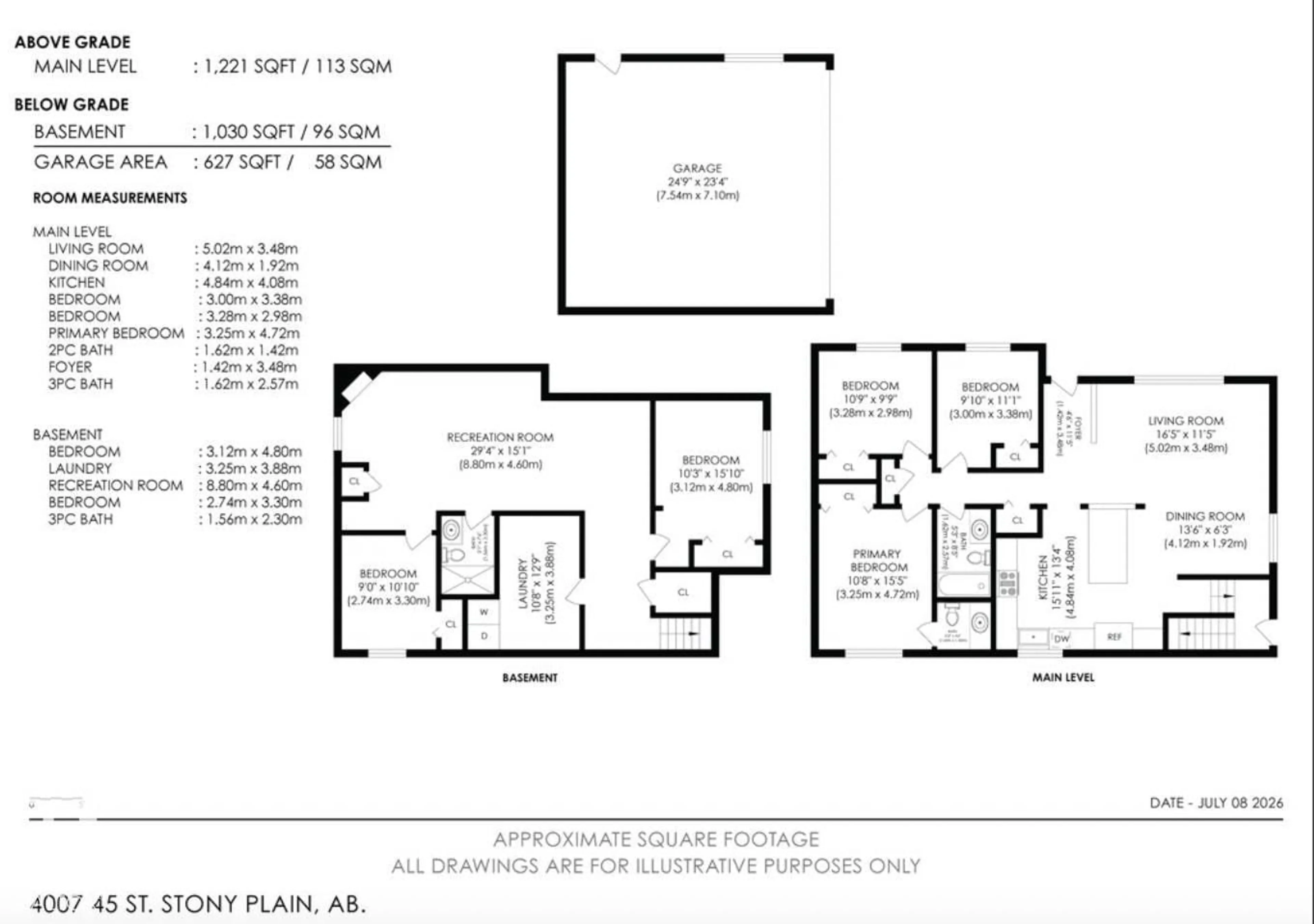Floor plan for 4007 45 STREET, Stony Plain Alberta T7Z1J6