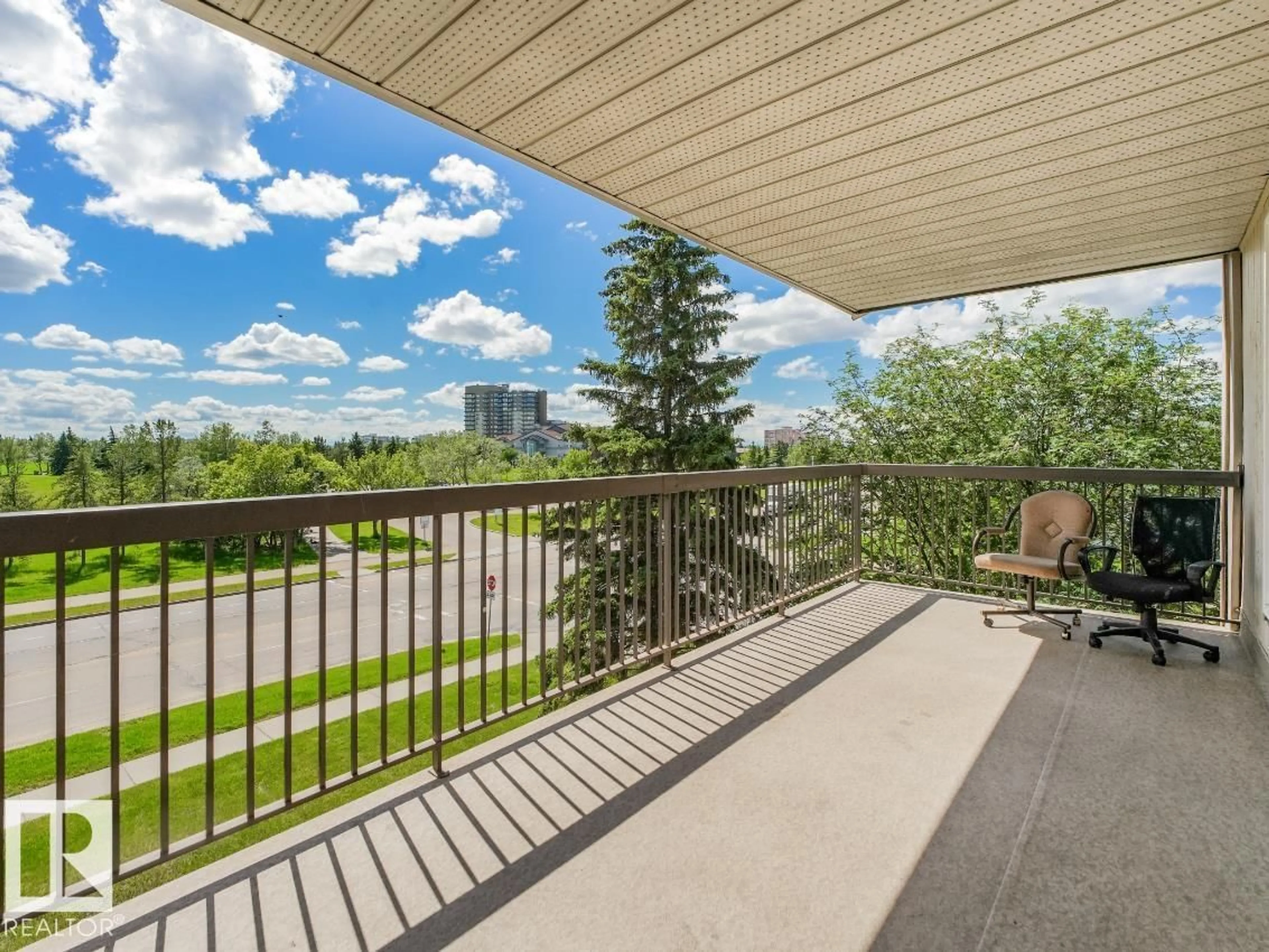 Balcony in the apartment, city buildings view from balcony for #301 - 10528 29 AV, Edmonton Alberta T6J4J2