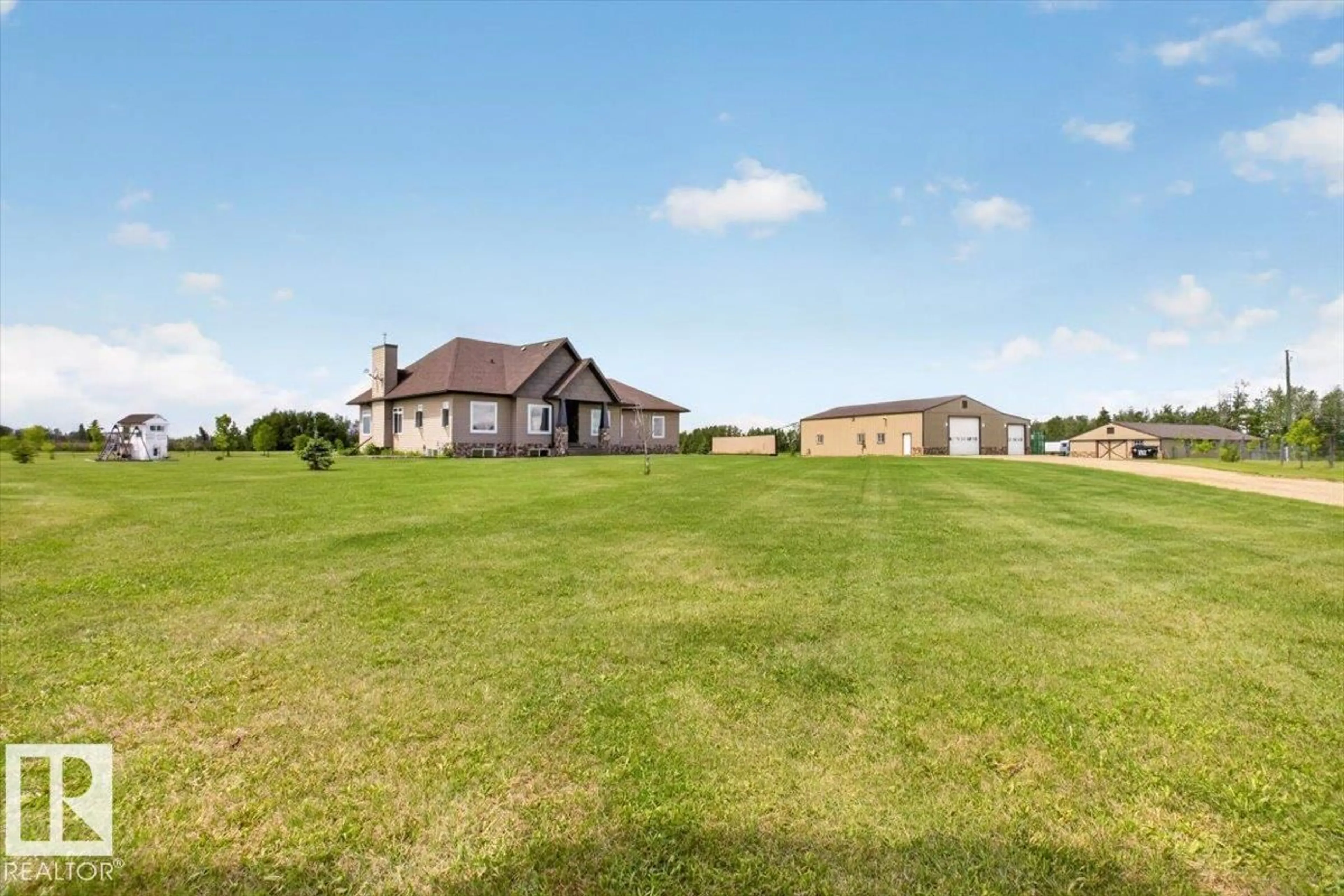 A pic from outside/outdoor area/front of a property/back of a property/a pic from drone, building for 57314 RGE ROAD 255, Rural Sturgeon County Alberta T0G1L1