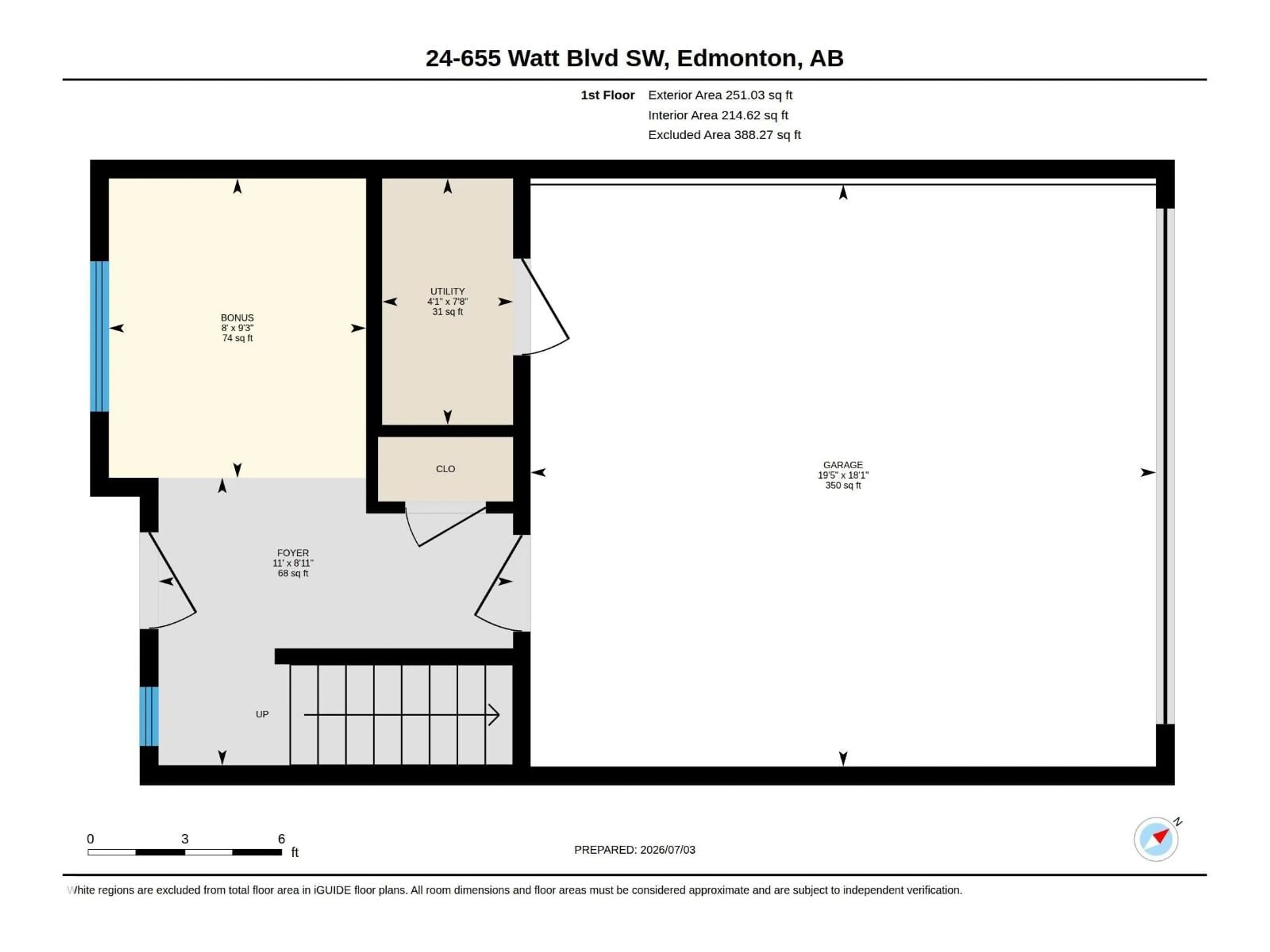 Floor plan for 24 - 655 WATT BV, Edmonton Alberta T6X0Y2