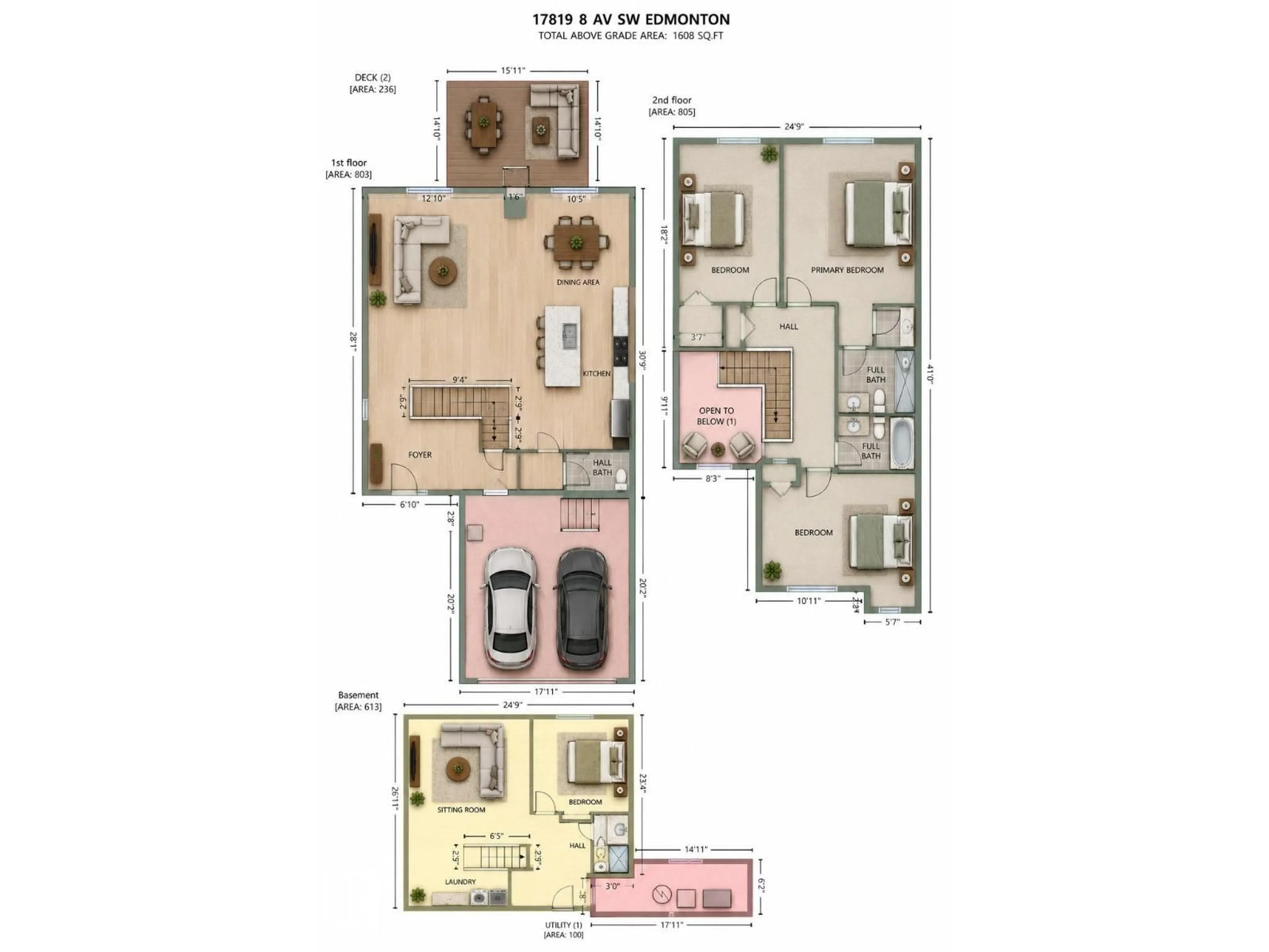 Floor plan for 17819 8 AV, Edmonton Alberta T6W2S6
