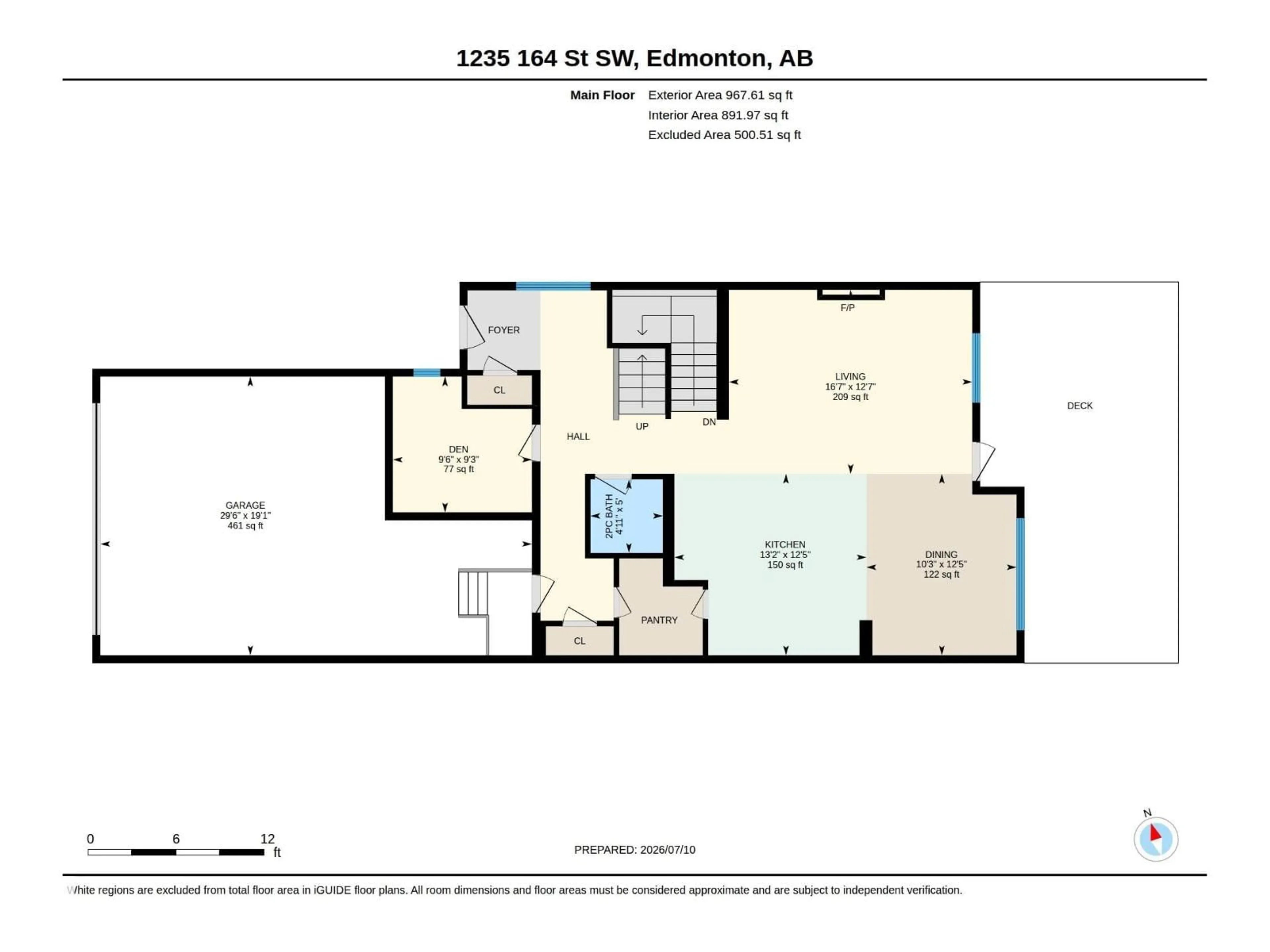 Floor plan for SW - 1235 164 ST, Edmonton Alberta T6W3K4
