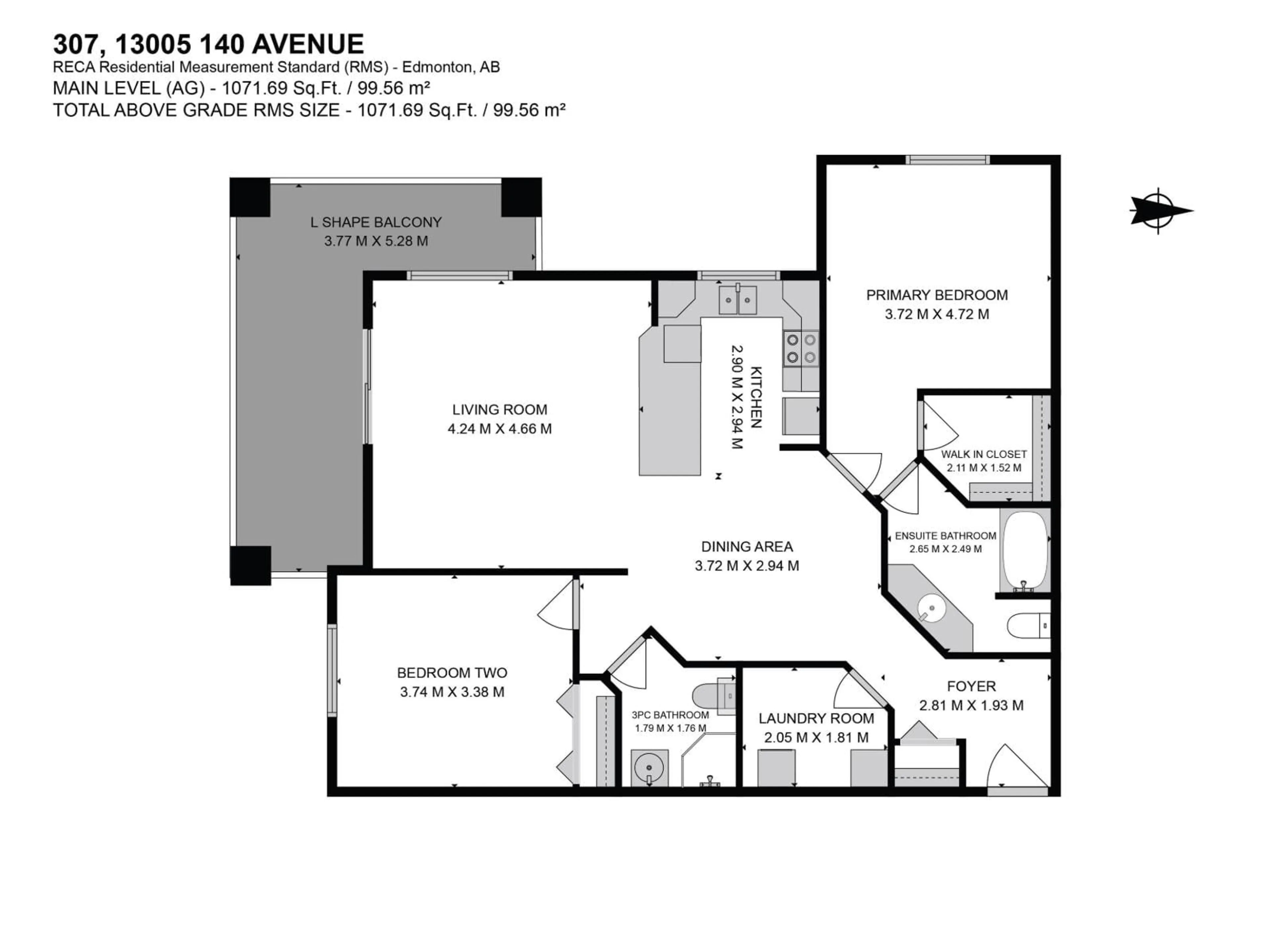 Floor plan for #307 - 13005 140 AV, Edmonton Alberta T6V1X1