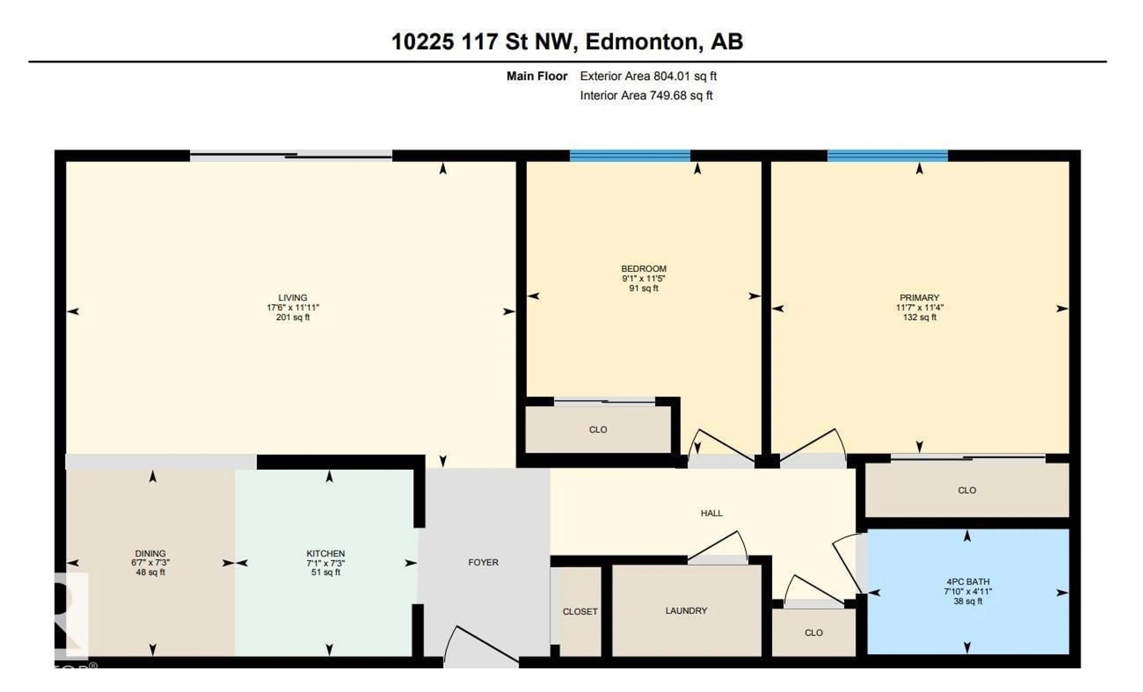 Floor plan for #305 - 10225 117 ST, Edmonton Alberta T5K1X7