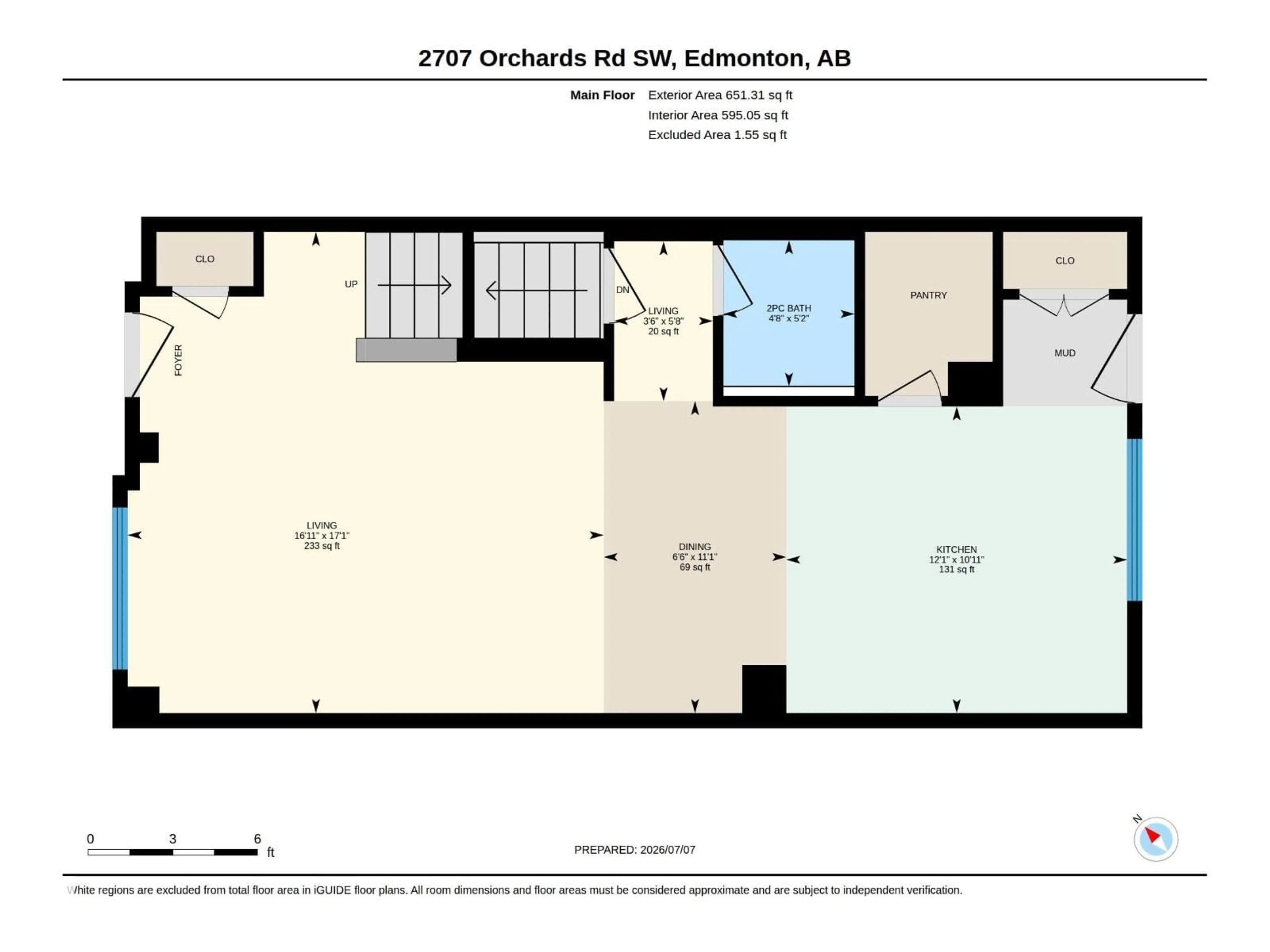 Floor plan for 2707 ORCHARDS RD, Edmonton Alberta T6X2M9