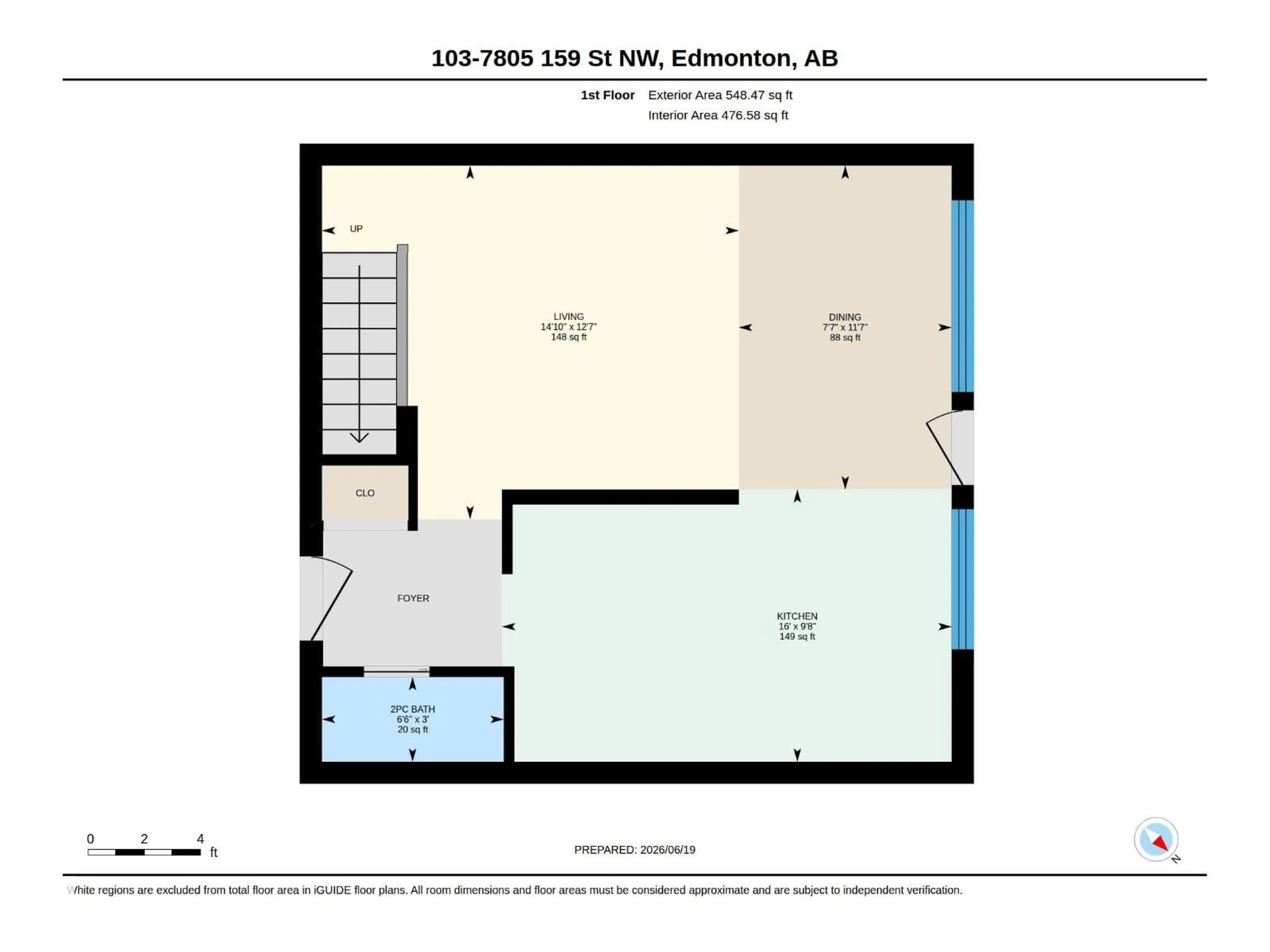 Floor plan for #103 - 7805 159 ST, Edmonton Alberta T5R2E1