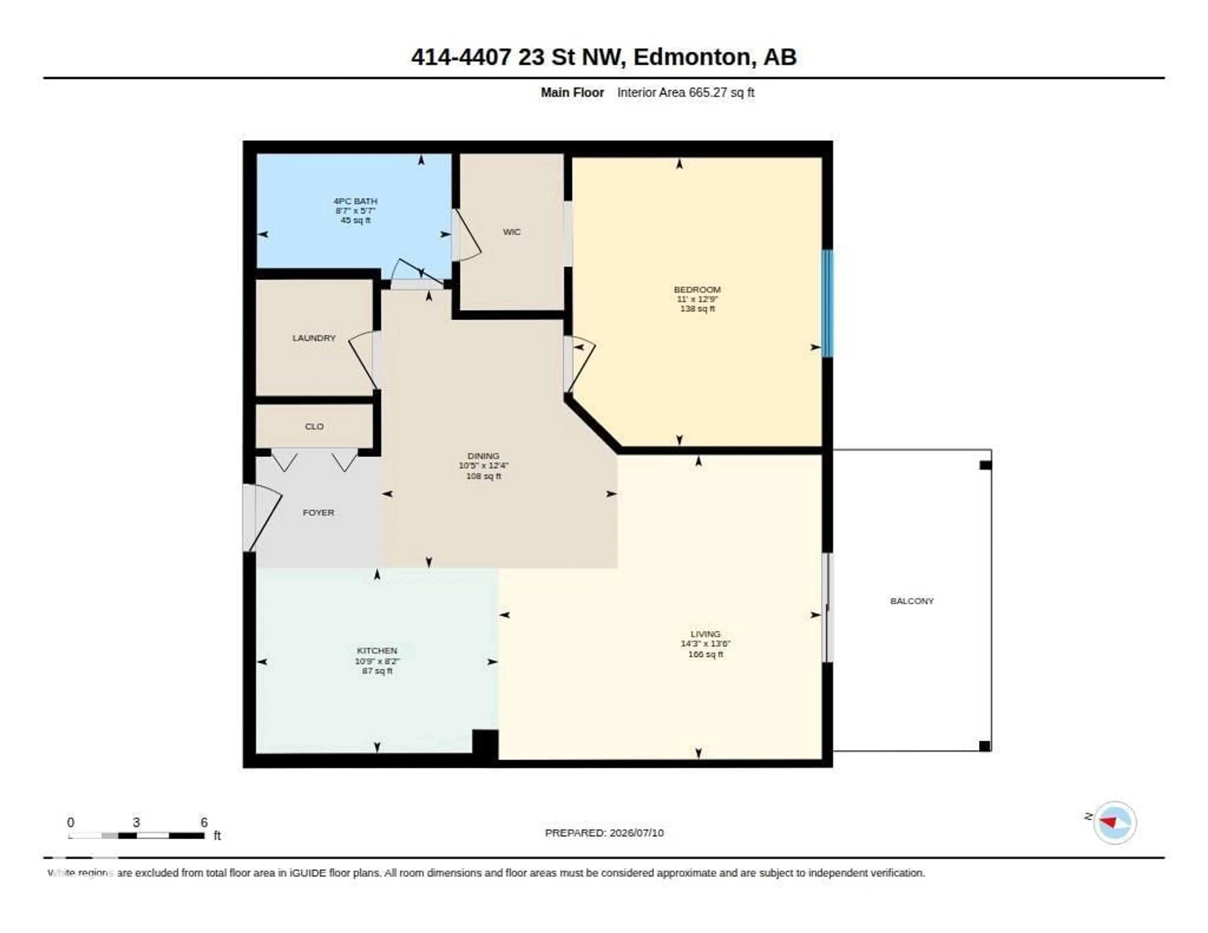 Floor plan for #414 - 4407 23 ST, Edmonton Alberta T6T0B6