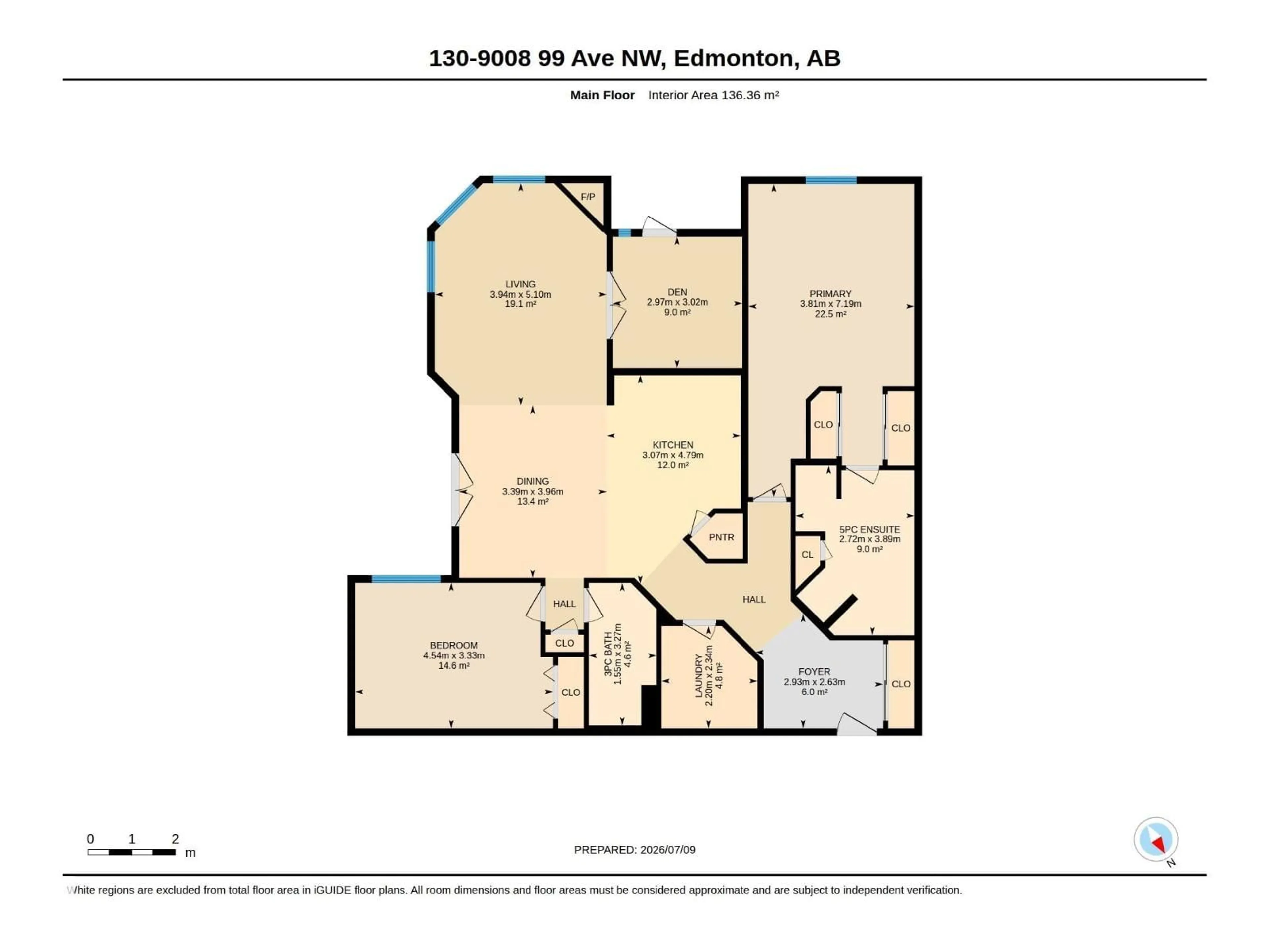Floor plan for 130 9008 99 AV NW, Edmonton Alberta T5H4M6