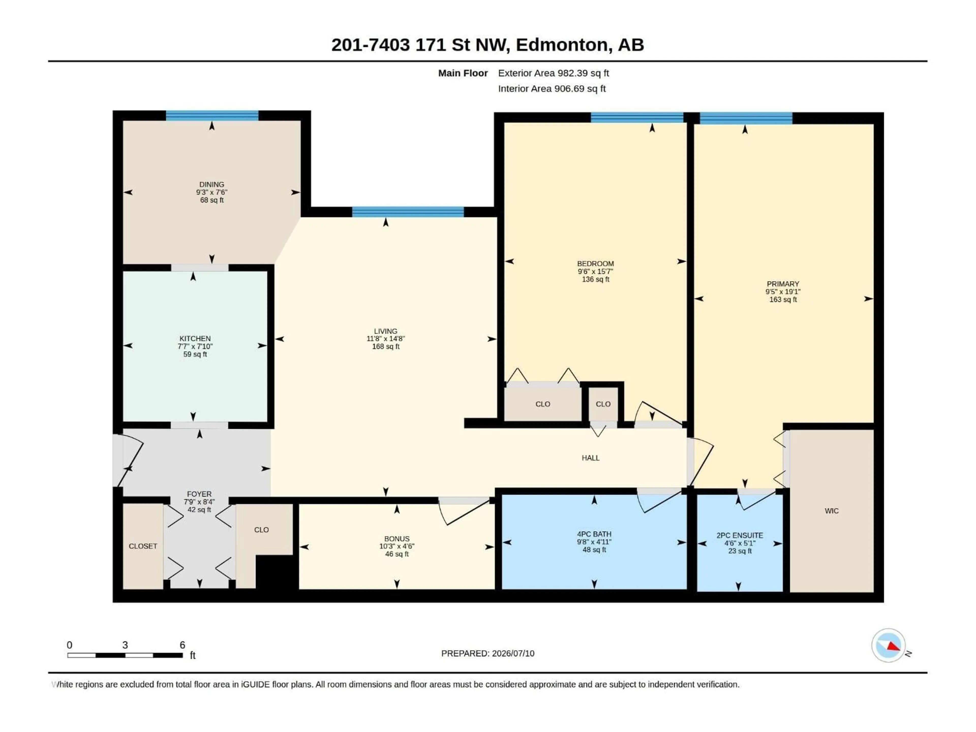 Floor plan for #201 - 7403 171 ST, Edmonton Alberta T5T2R1
