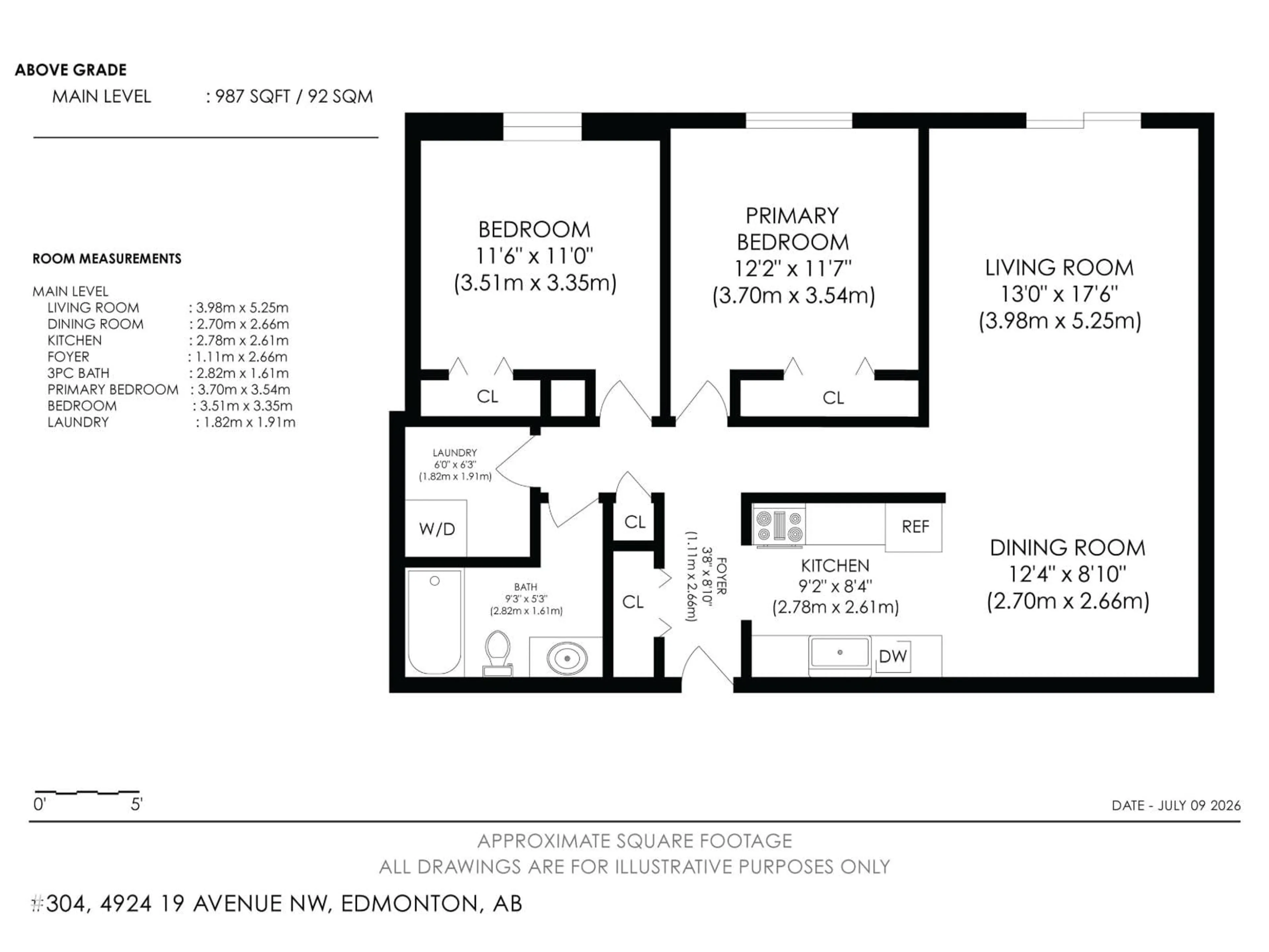 Floor plan for 304 - 4924 19 AV, Edmonton Alberta T6L4B5