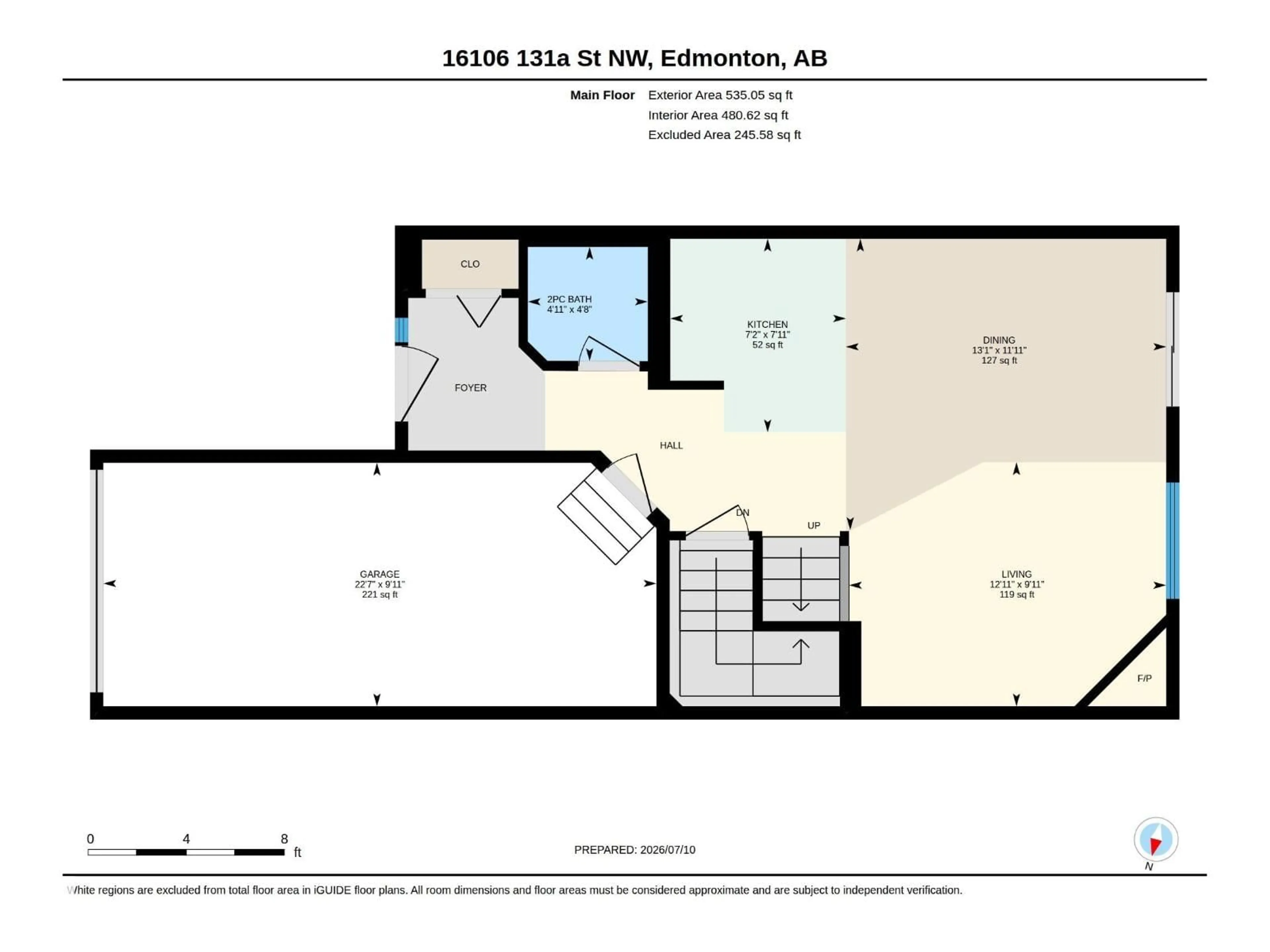 Floor plan for 16106 131A STREET STREET, Edmonton Alberta T6V1X7
